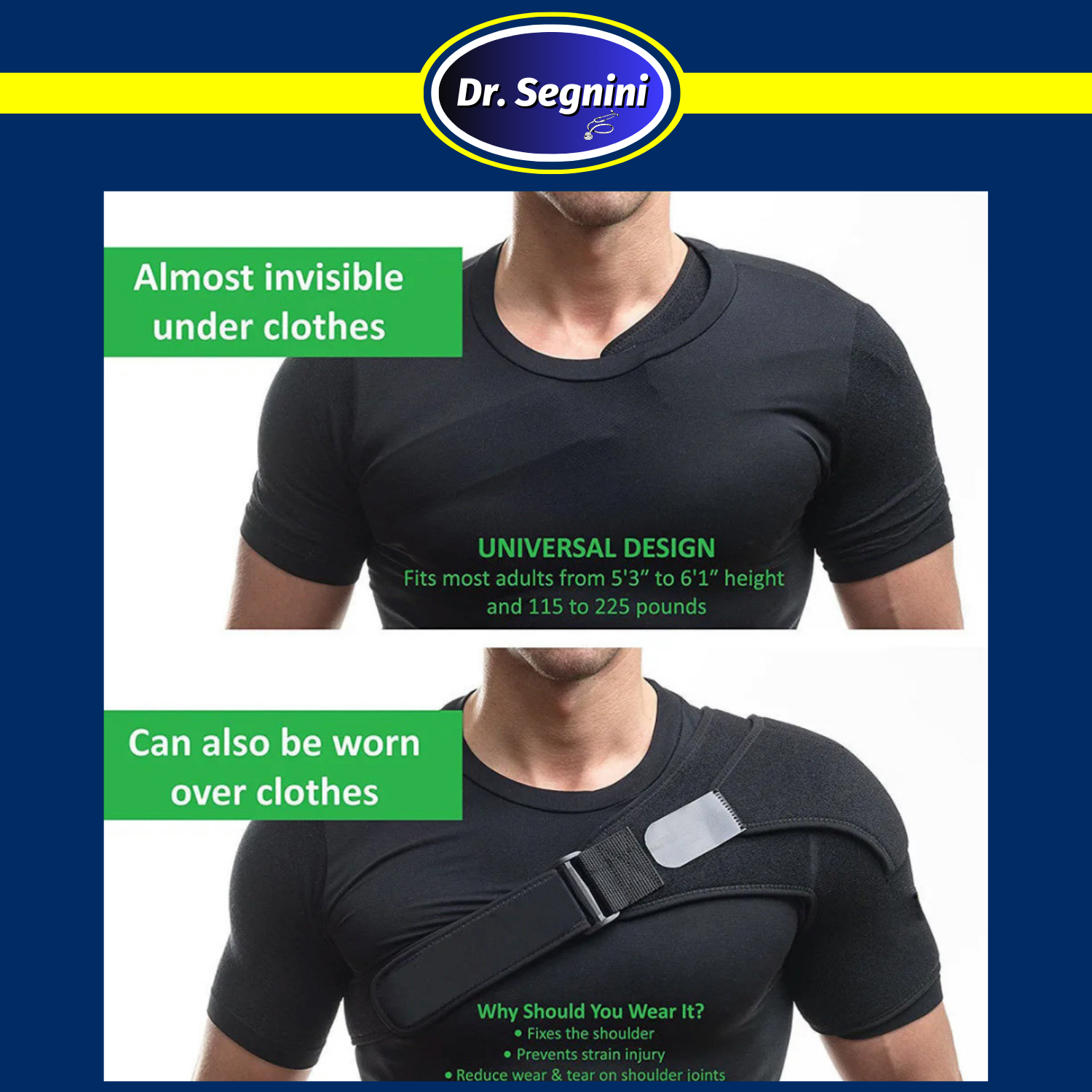 SHOULDER BRACE ROTATOR CUFF PAIN RELIEF SUPPORT ADJUSTABLE BELT SLEEVE SPRAINS✅⭐