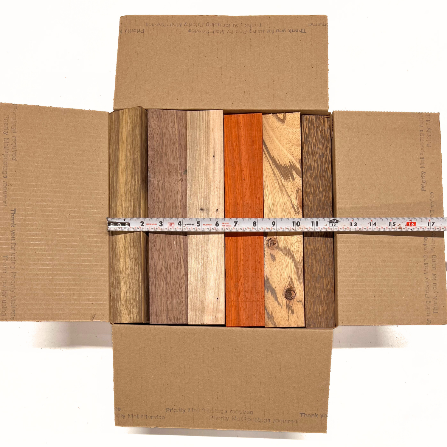 Box of Mixed Domestic & Exotics Wood Scrap Craft Carving Short Lumber Cut Boards