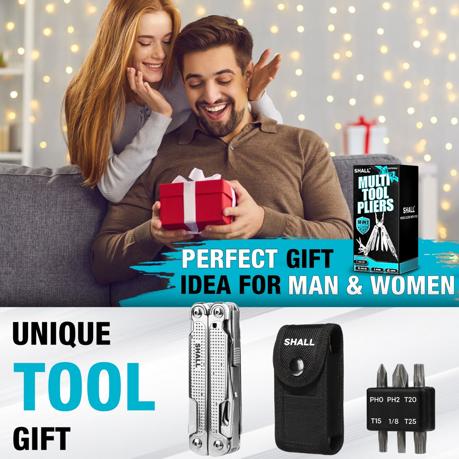 SHALL 18in1 Multitool Pliers,Multi Tool,Stainless Steel Multi-tool Pocket Knife