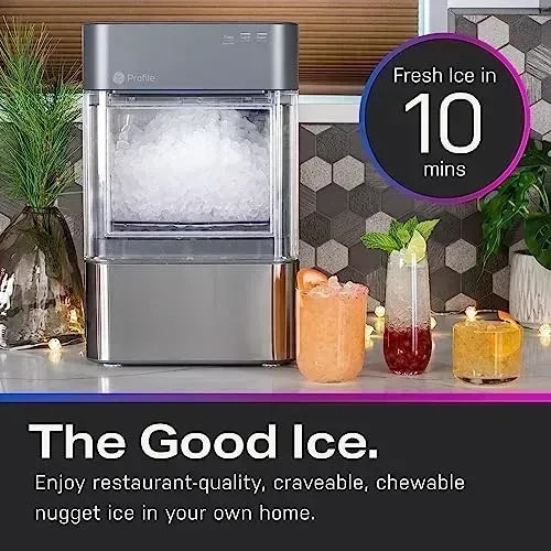 GE Profile Opal 2.0 38 lb Countertop Nugget Ice Maker, Stainless Steel