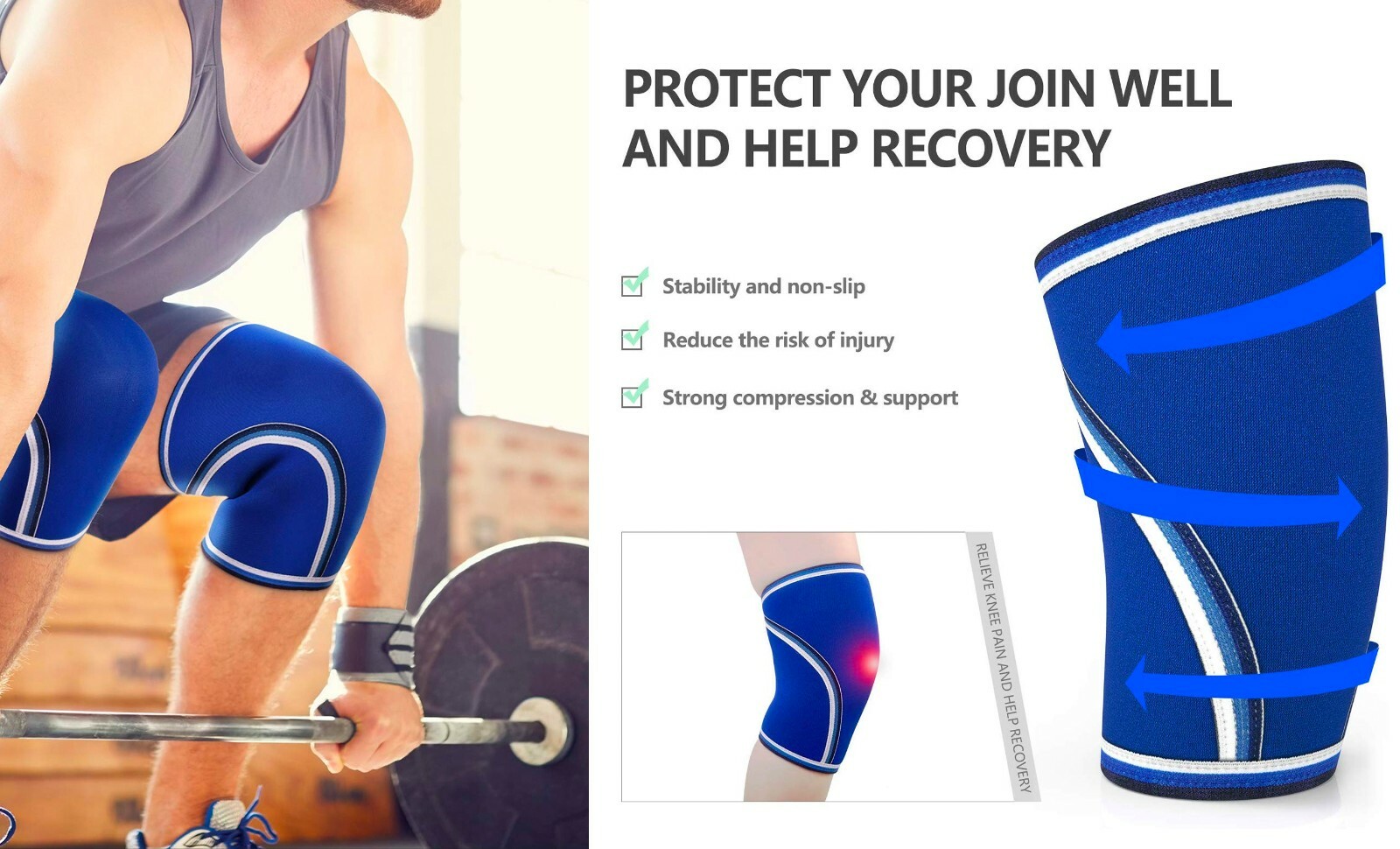 Zfit Neoprene Compression Knee Sleeve Weightlifting, Injury Recovery