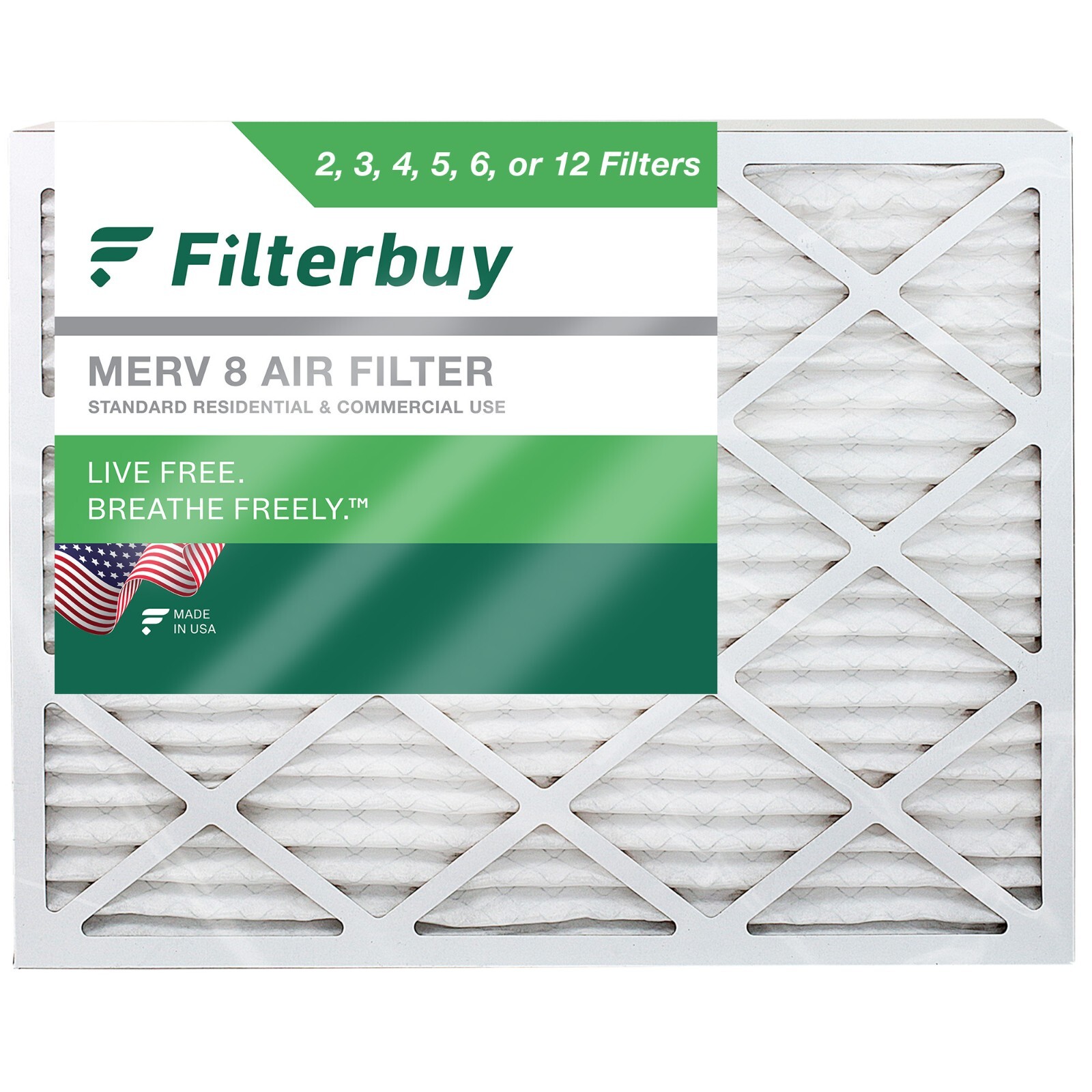 Filterbuy 20x24x1 Pleated Air Filters, Replacement for HVAC AC Furnace (MERV 8)