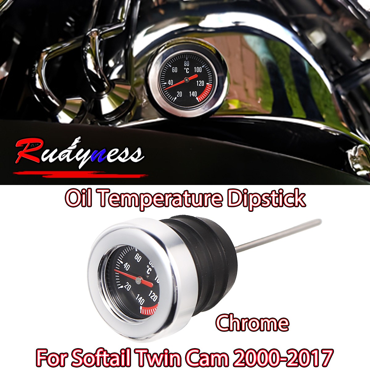 US Chrome Oil Temperature Dipstick For Harley Softail 00-17 FLSTF Fat Boy