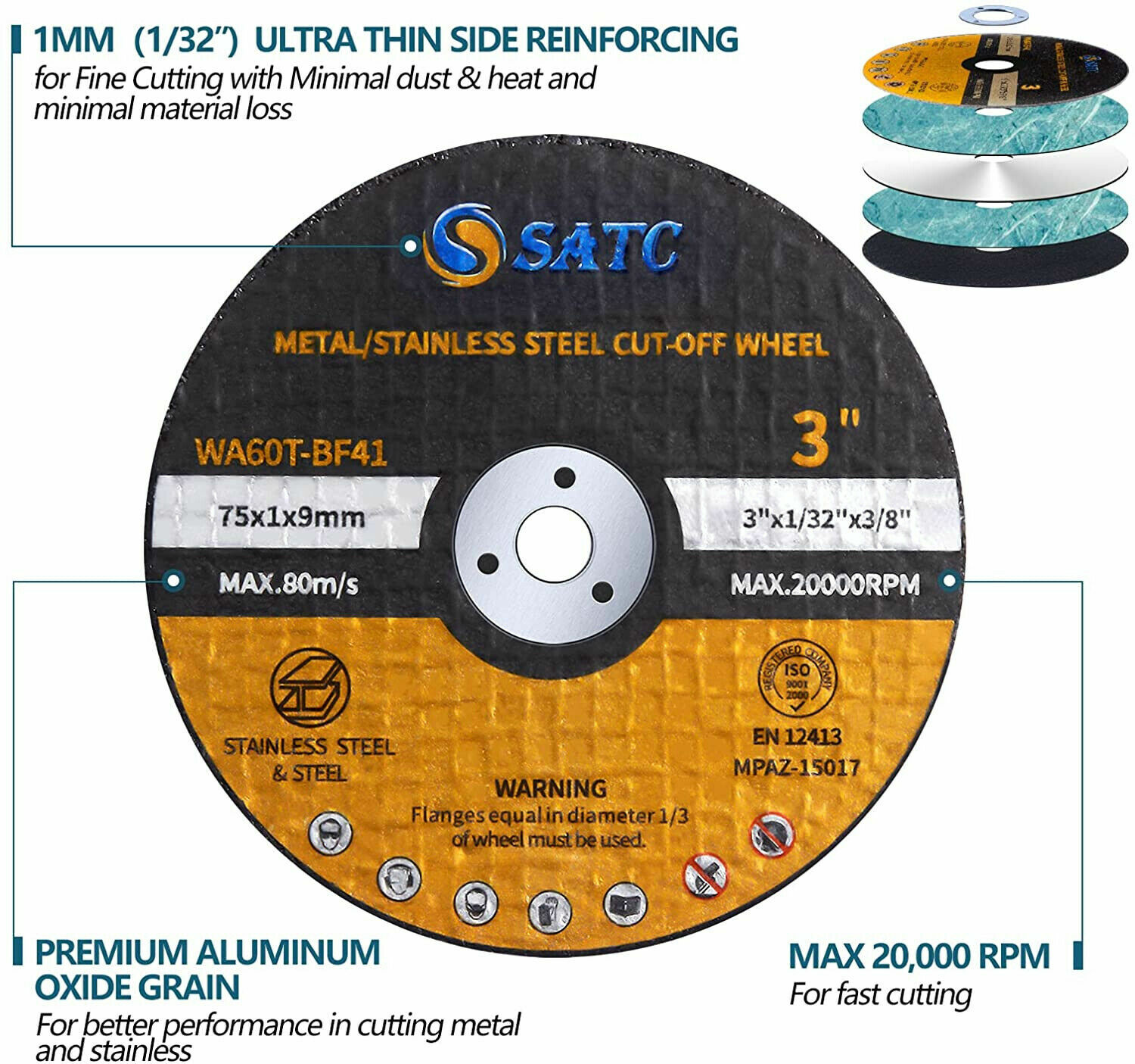 1000PCS Cut Off Wheels 3" x1/32"x3/8" Arbor Metal Cutting Disc Die Grinder Tool