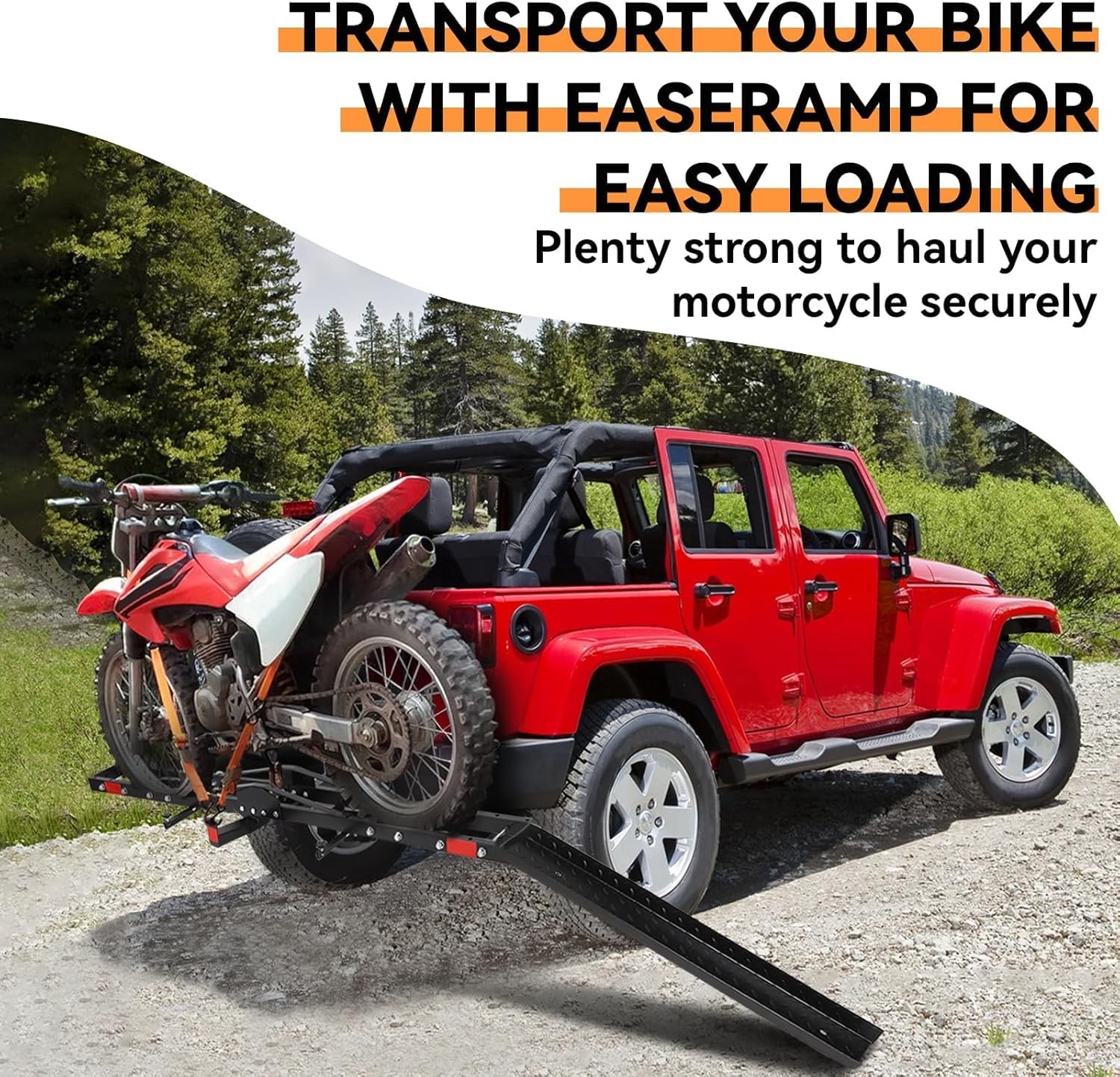 500 LBS Heavy Duty Motorcycle Hitch Carrier Universal Dirt Bike Rack with Ramp