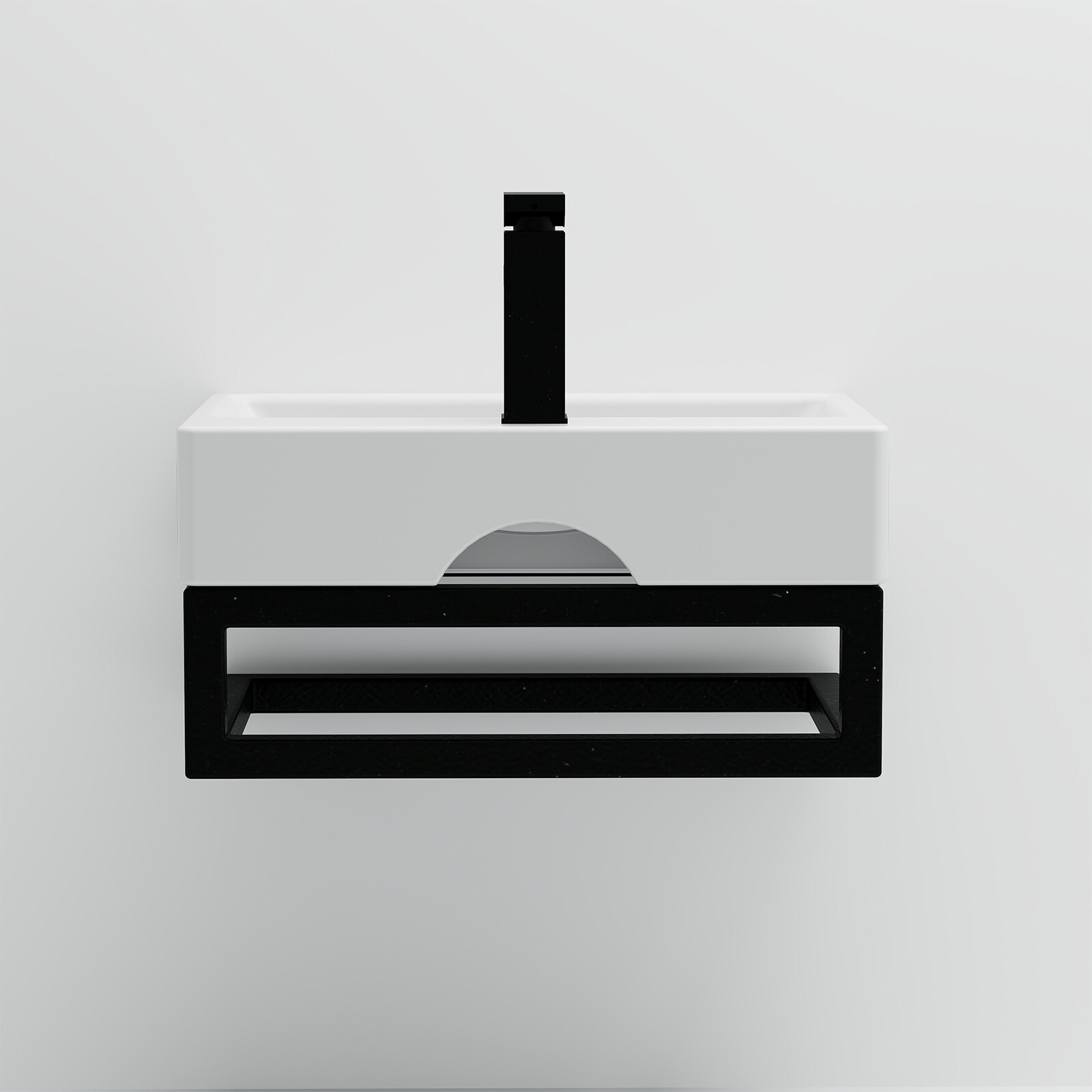 21" White Wall Mounted Vessel Sink Floating Ceramic Basin Bowl w/ Bracket Faucet