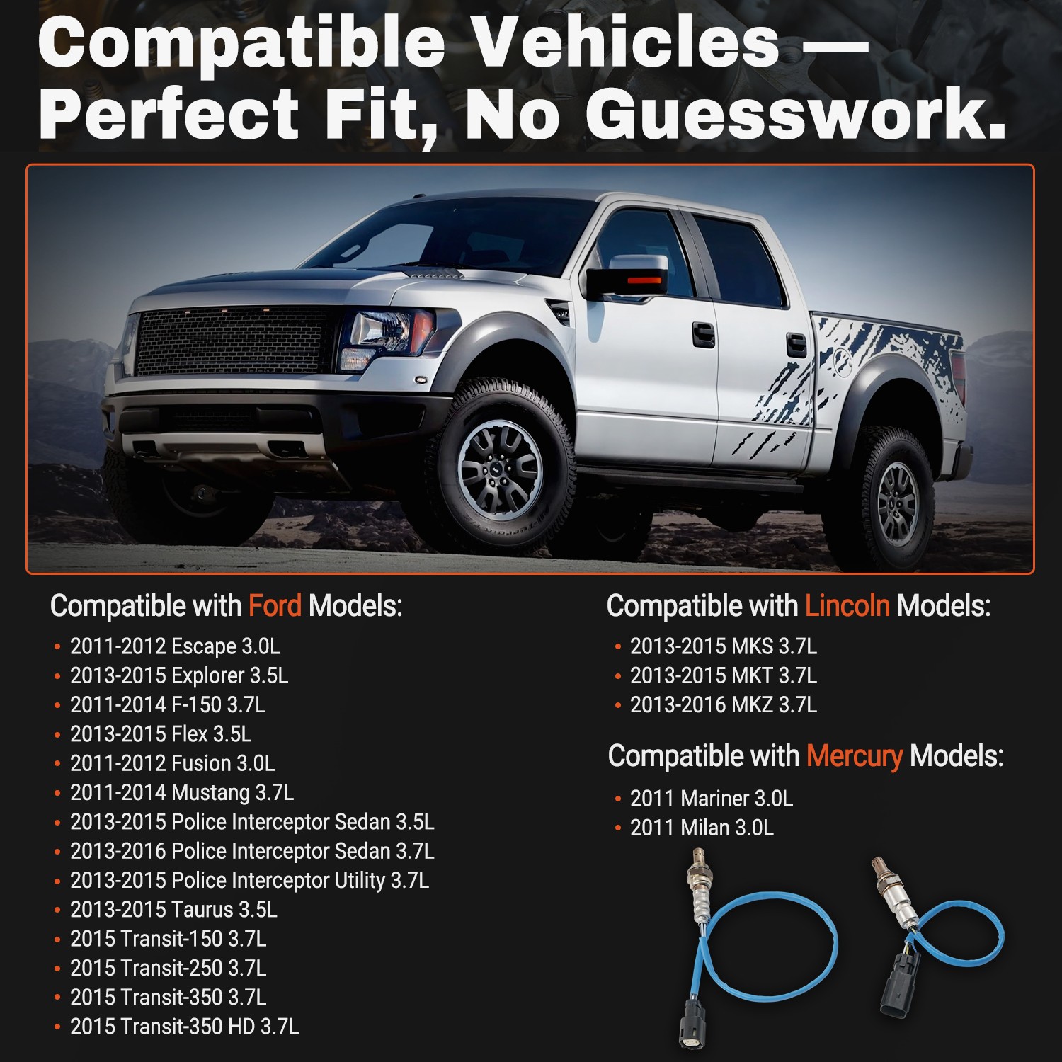 4PCS Oxygen O2 Sensor Up＋Downstream For 2013-2015 Ford Explorer Flex Taurus 3.5L