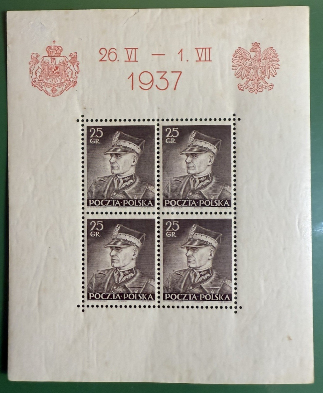 Poland, 1937 Leaders 3 Souvenir Sheets -Mint Hinged (Stamps are NH) Sc# 314-316
