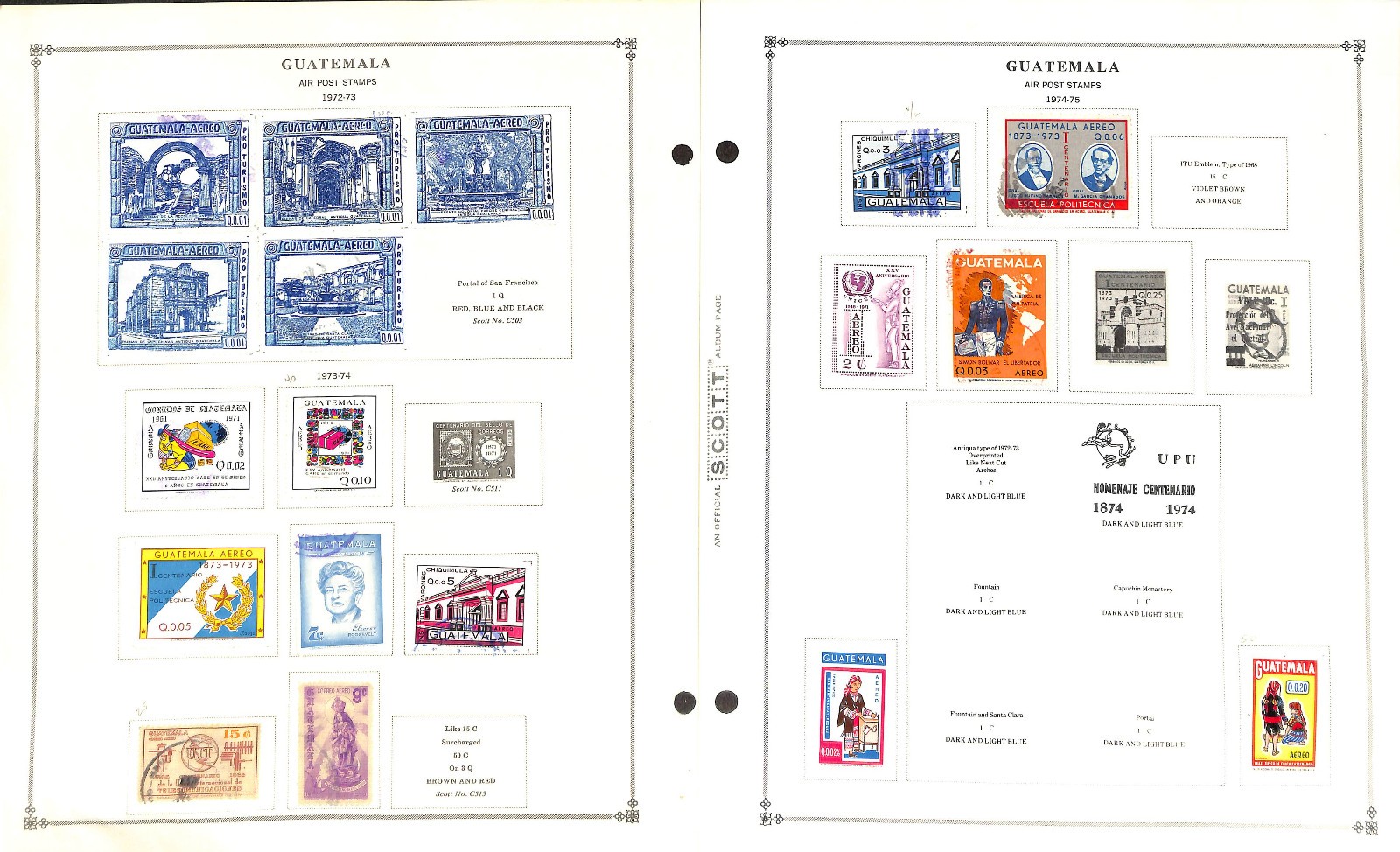 Guatemala Stamp Collection on 50 Scott International Pages, 1871-1976 (BA)