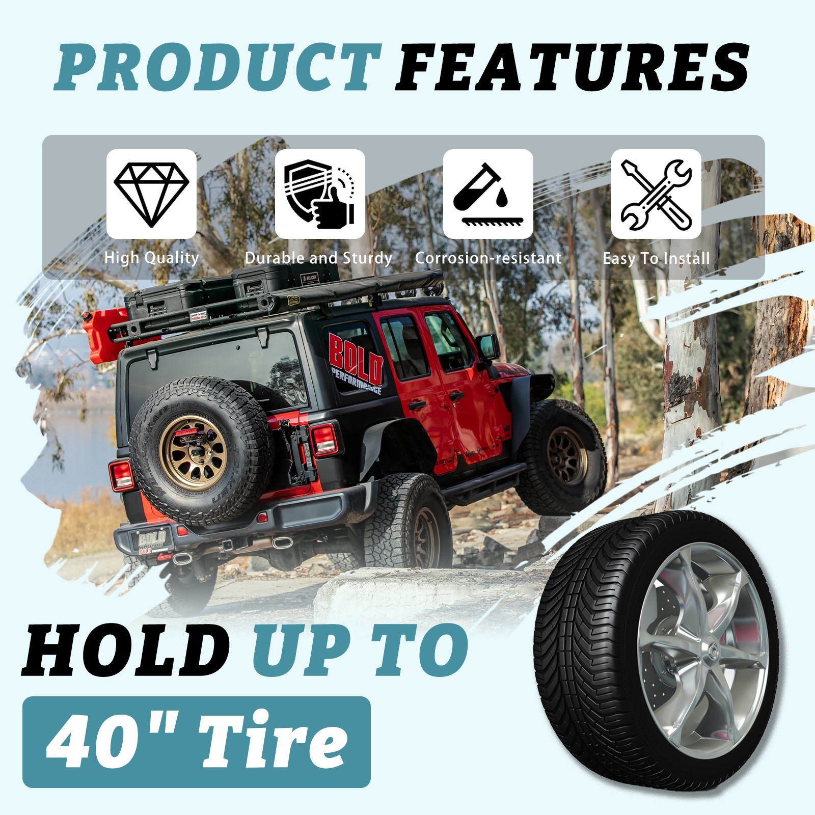 New Spare Tire Carrier Tire Rack For 2018-2025 Jeep Wrangler JL JLU Steel