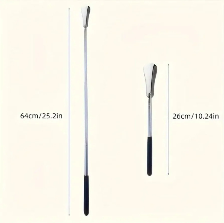 1pc Retractable Stainless Steel Shoe Horn Adjustable Long Handle - NEW
