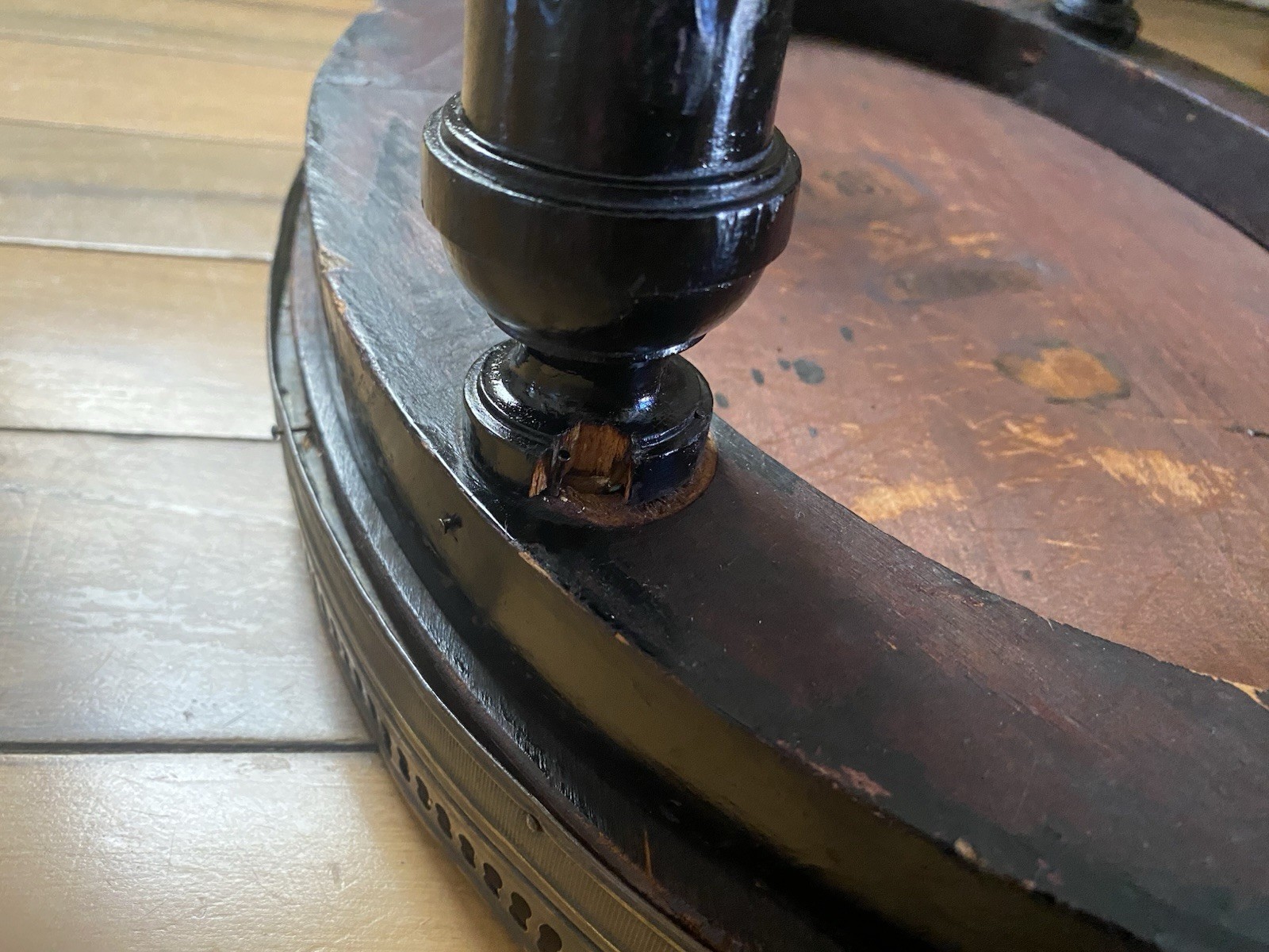 FRENCH Louis XVI Style Small Bouillotte Marble Top And Brass Edge Side Table