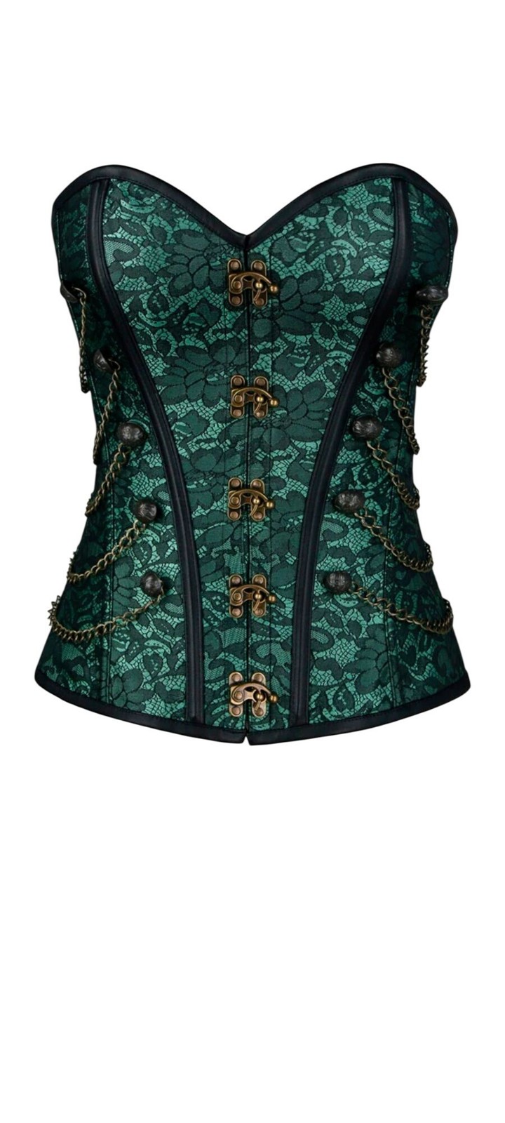 Charmain Corset Women Steampunk Green Brocade Chains Gothic 2XL Renaissance
