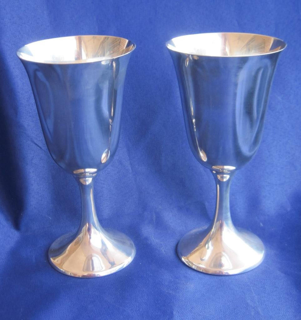 2 Sterling Silver Goblets Manchester #954 6.5 in tall 10 oz capacity 244 grams