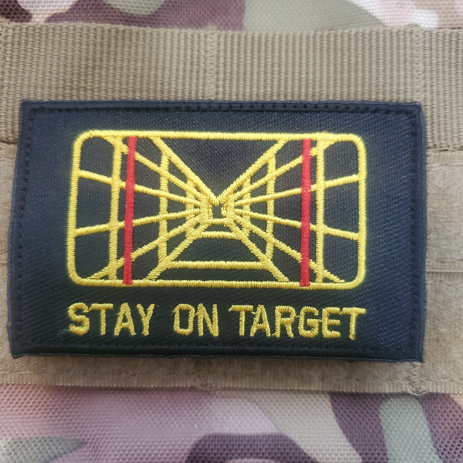 STAY ON TARGET Embroidered Tactical Morale Patch Hook and Loop