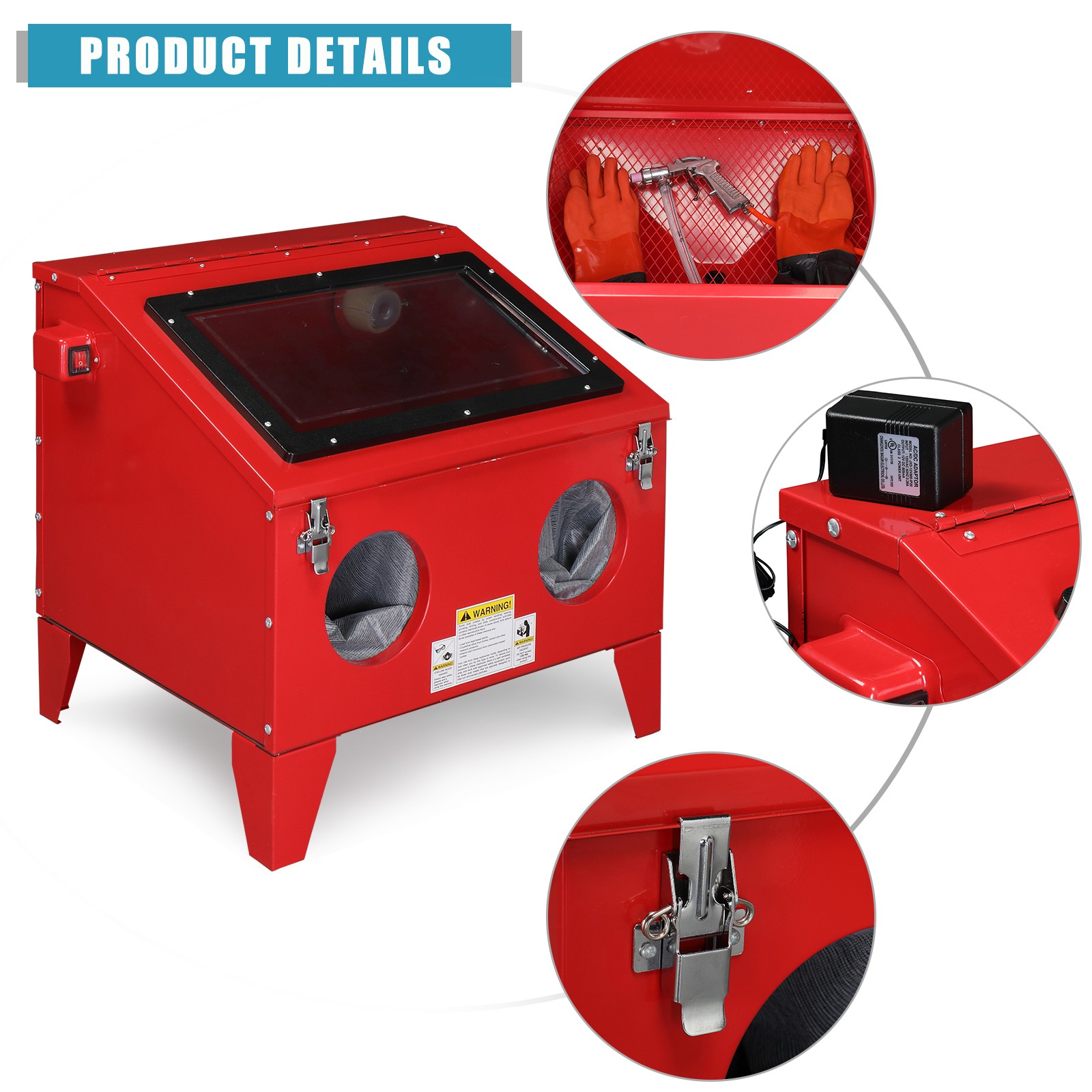 Sand Blast Abrasive Cabinet with Gun, Hose, Gloves, Nozzles, Sandblaster, Media