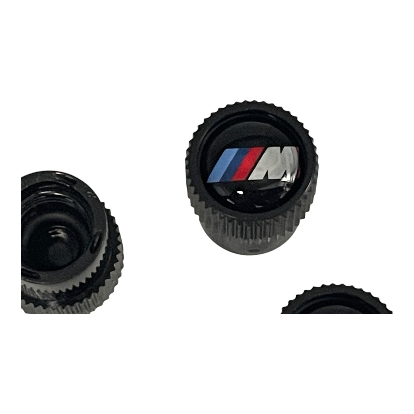 BMW M Performance Emblem Logo Black Tire Valve Stem Caps Set of 4 New