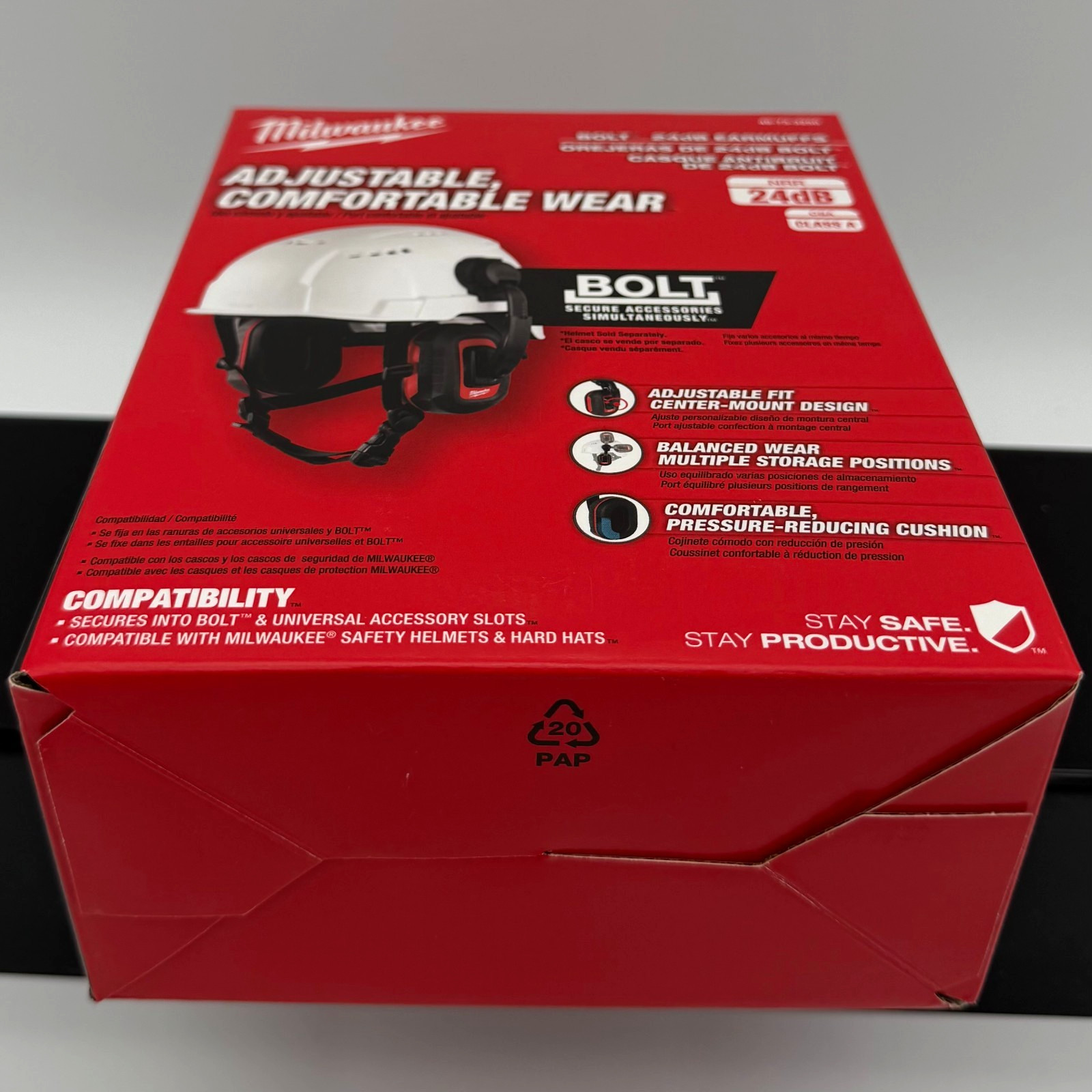 Milwaukee 48-73-3250 BOLT 24dB Earmuffs, Use with Safety Helmets and Hard Hats.