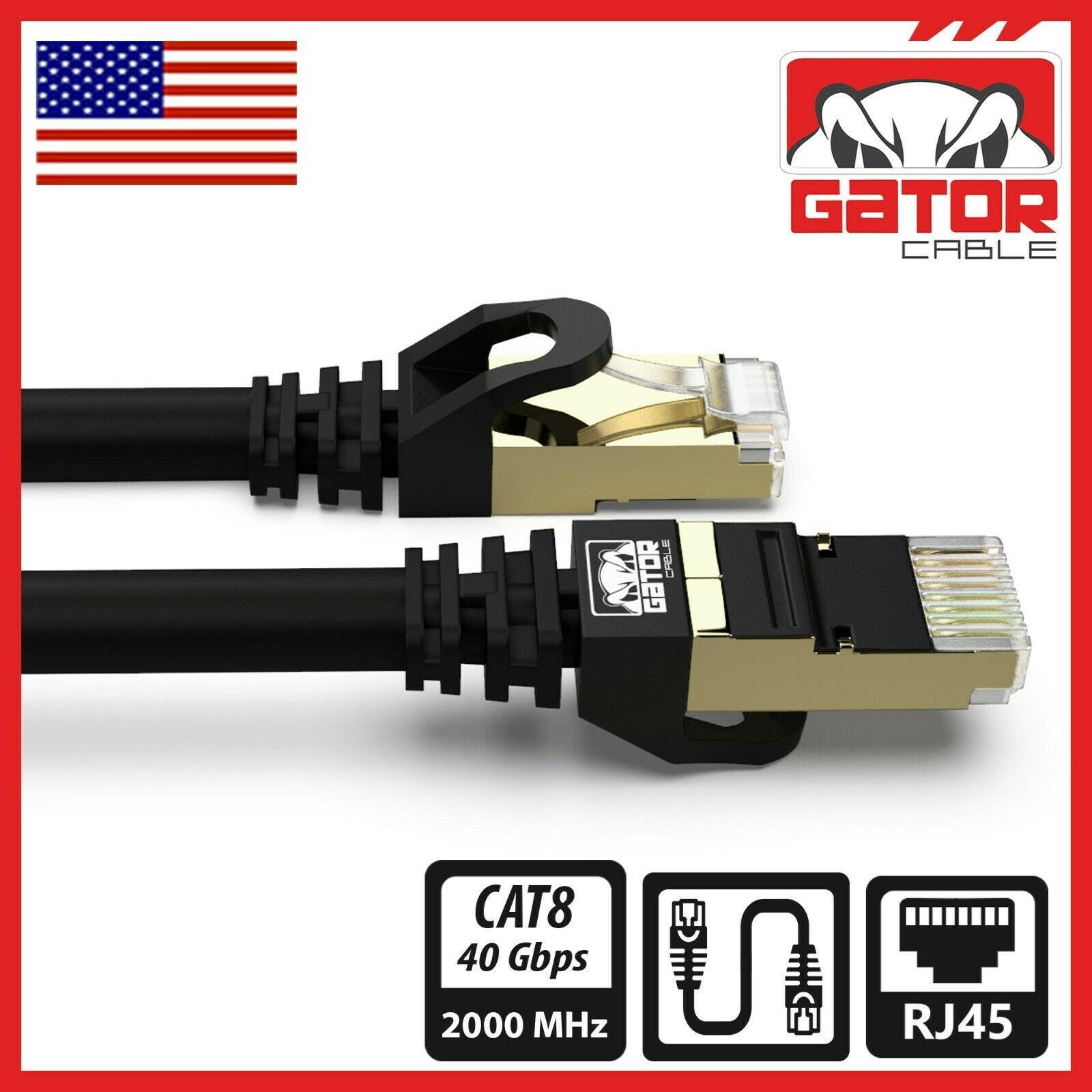 Cat 8 Ethernet Cable RJ45 Super Speed 40Gbps Patch LAN Network Gold Plated Lot