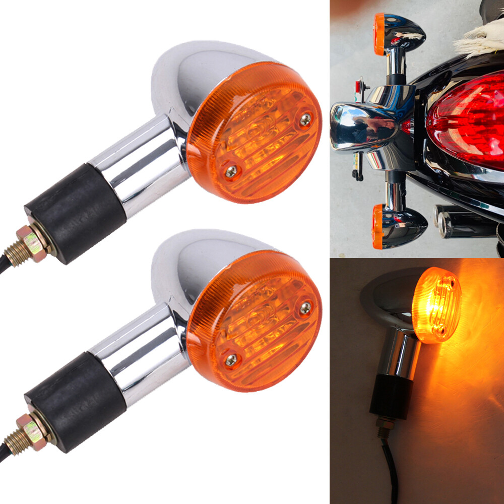 1 Pair Amber Turn Signal Light For Suzuki Boulevard C109R C50 C90 S 40 50 Chome