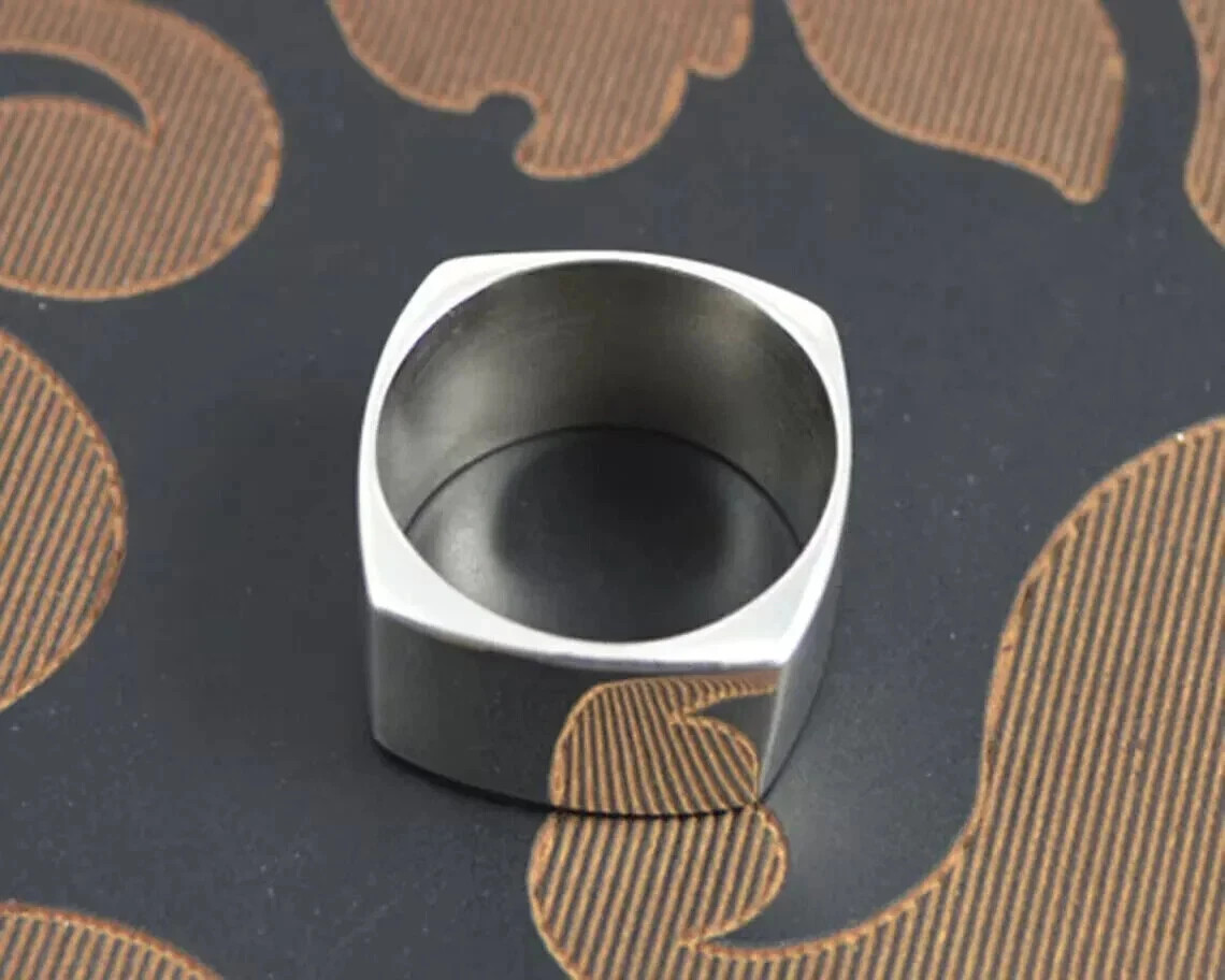 925 Sterling Silver, Solid Silver, Band Ring, Unisex, Square Wide Band Ring