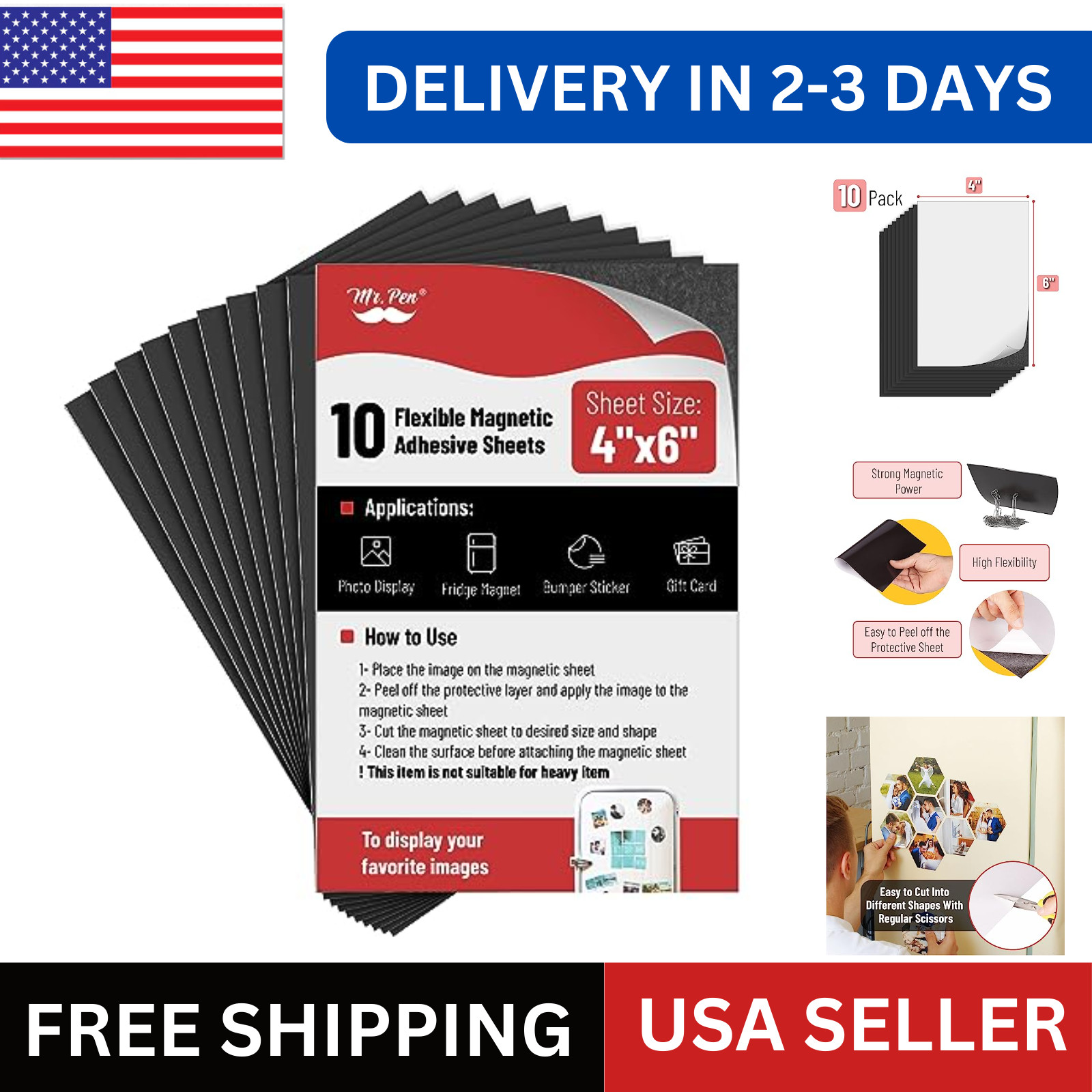 15 Pack Magnetic Sheet with Adhesive Displate Replacement Magnets Backing US