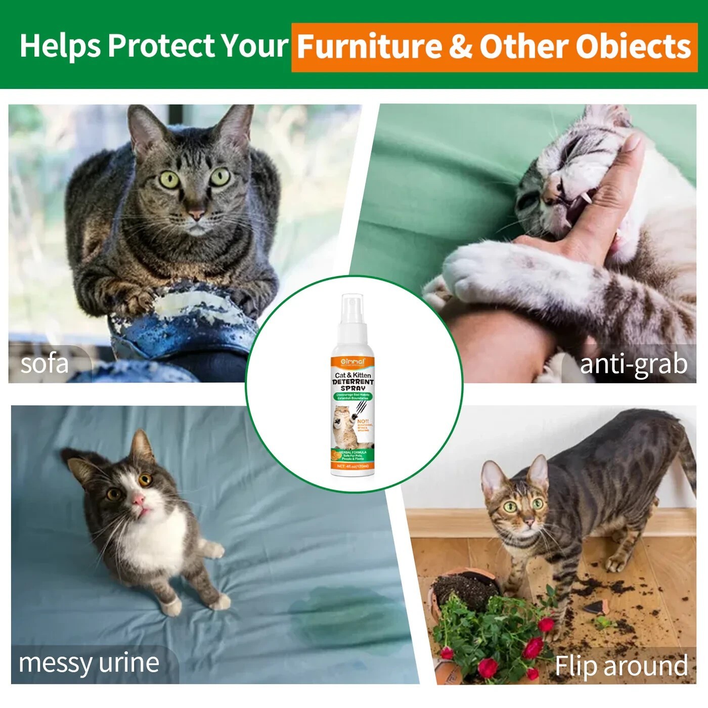 2-in-1 Cat & Kitten Training Aid | Cat Deterrent Spray for In/Outdoor 120 ML