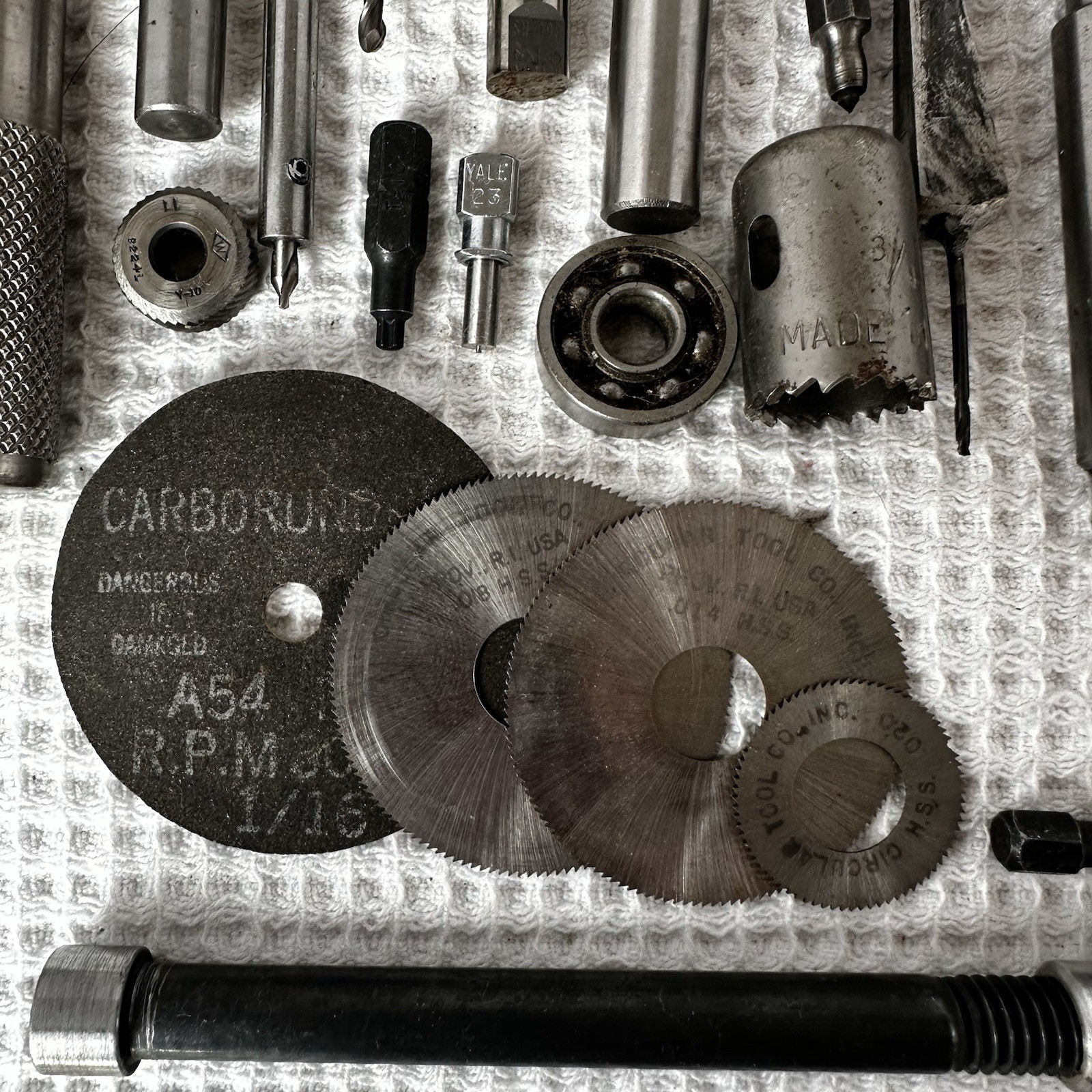 Machinist and Watchmaker Tools Lot 62 Piece End Mill Awl Saw Blades Drill Bits