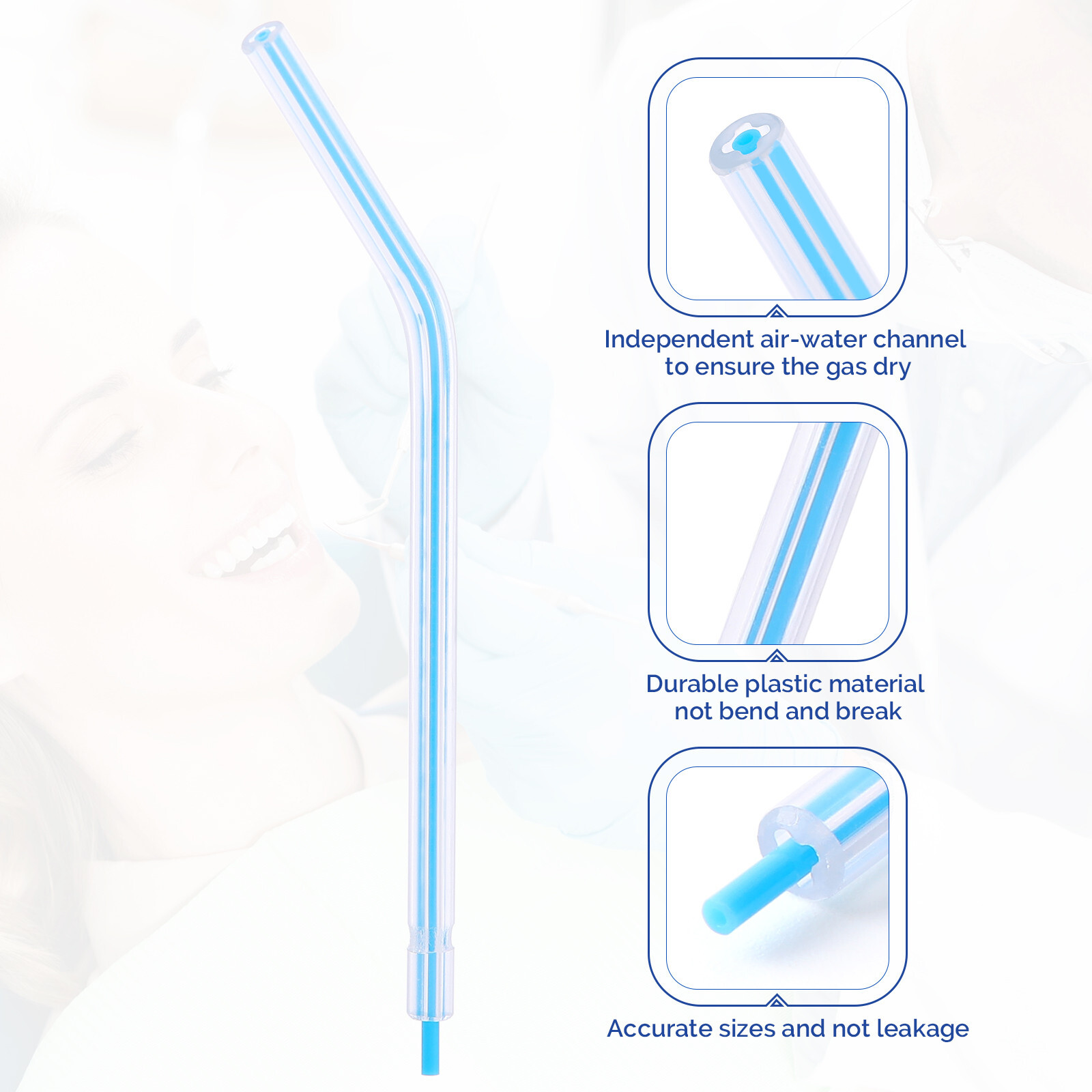 JMU 1000pcs Dental 3-Way Air Water Syringe Tips Disposable Spray Nozzles Tips