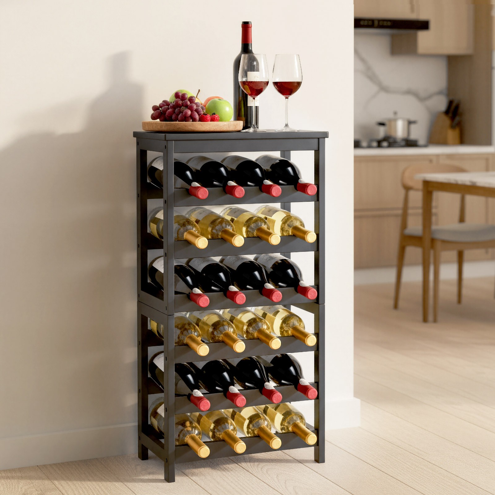 VEVOR 24 Bottle Wine Rack Freestanding Floor Display Storage Shelves 6-Tier