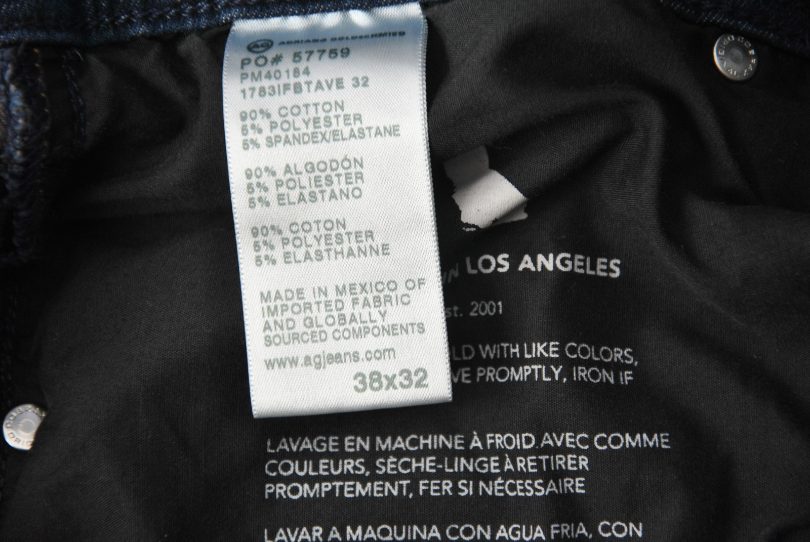 AG Adriano Goldschmied Tellis Jeans Blue Stretch Denim Size 38 X 31 9326G