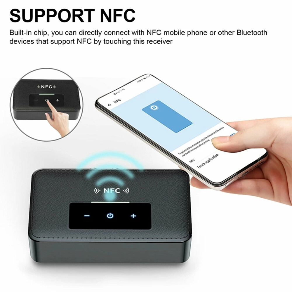 New Wireless Bluetooth 5.0 Receiver Aux NFC to 2 RCA Audio Stereo Adapter 3.5mm