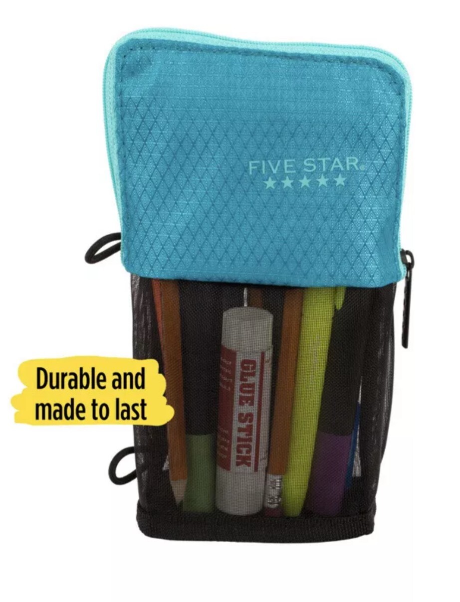 Mead Five Star Stand ‘N Store Pencil Pouch Fits 3 Ring Binder, Polyester - Teal