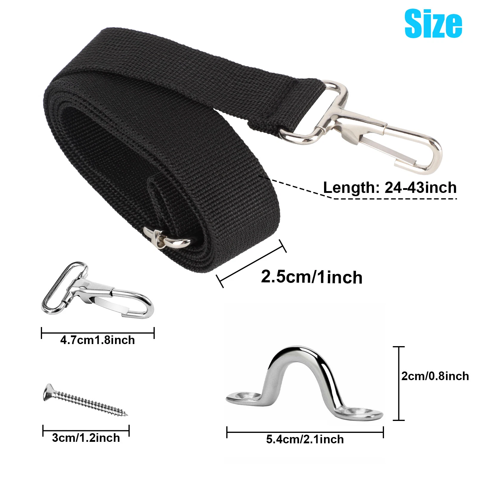 4X 28" To 60" Top Tie Down Webbing Straps For Bimini With Loop Snap Hook NEW