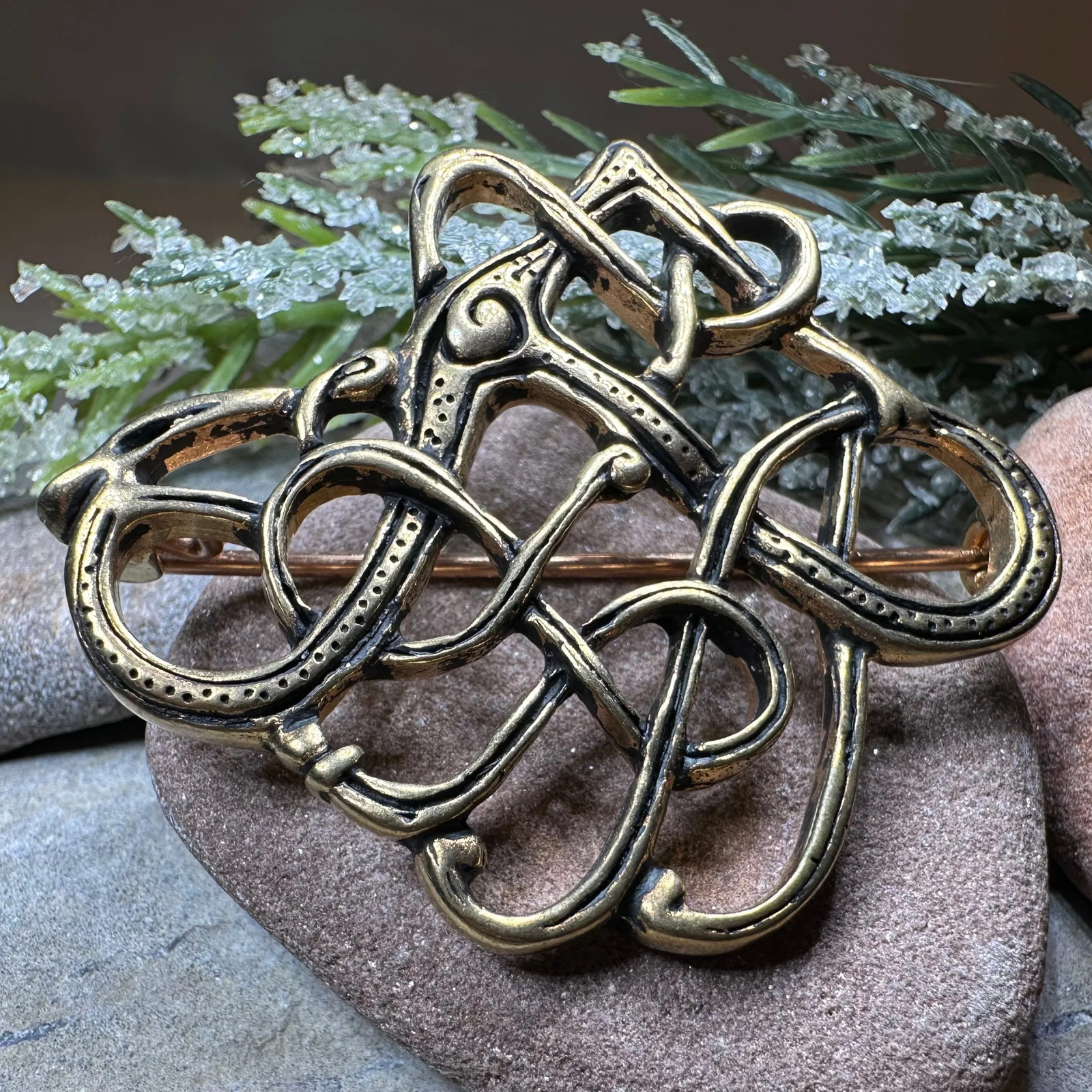 Trollaskogur Celtic Viking Brooch Pagan Historical Replica Pin LARP Bronze