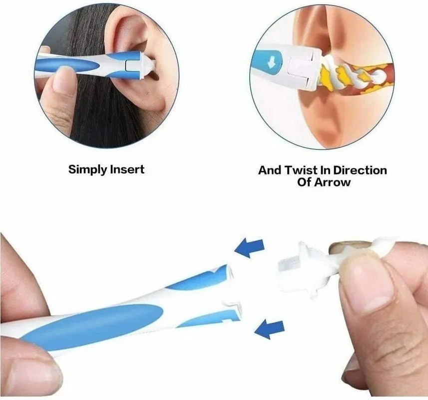 Smart Swab The Original Safe Spiral Ear Wax Remover Kit with 16 Replaceable Tips