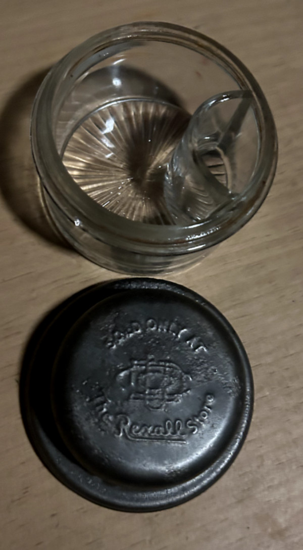 Vintage Glass Metal Lid Inkwell Apothecary Jar Only Sold at the Rexall Store