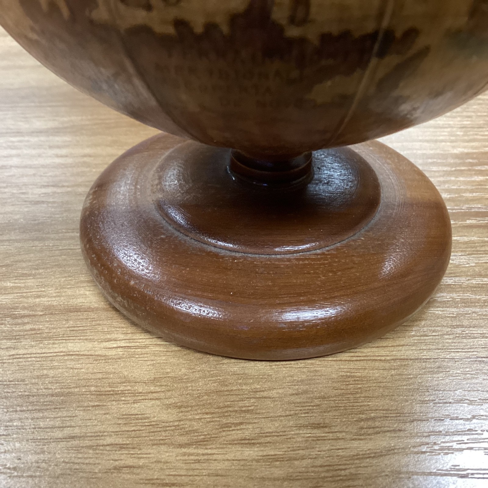 Vintage Wooden Earth Globe Pencil Pen Holder 4.5" Tall Desk Accessory