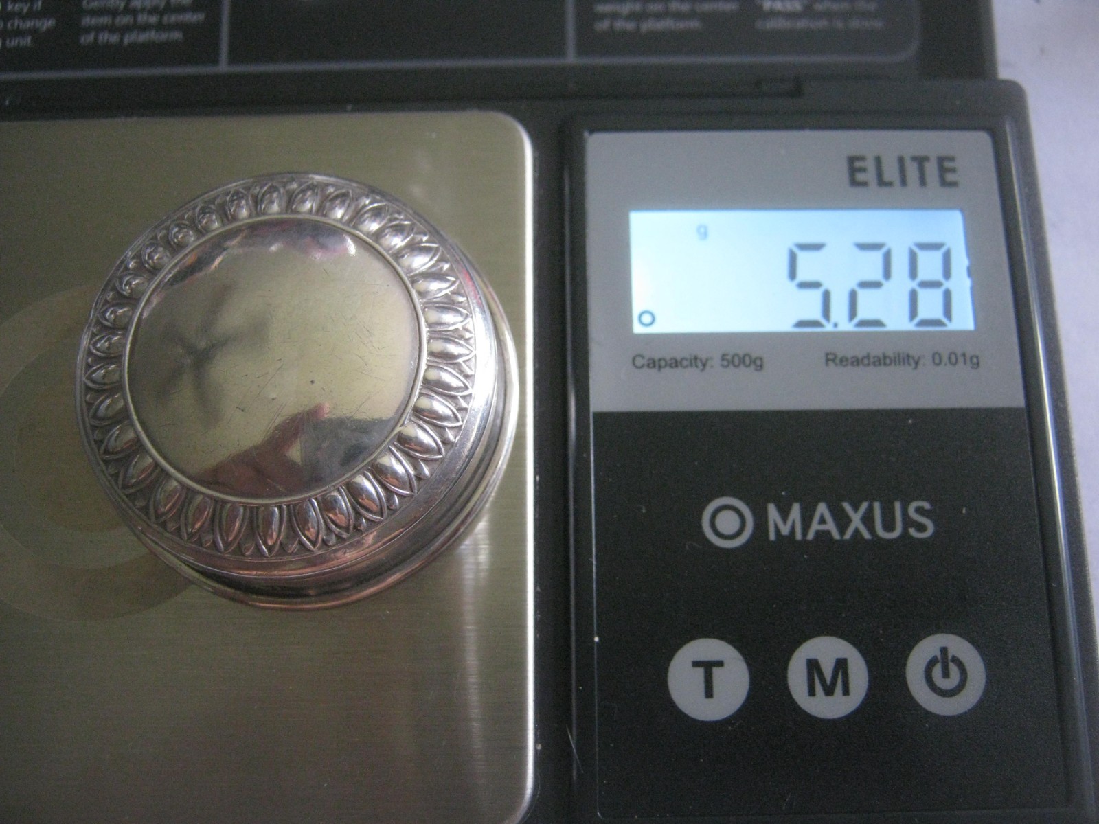 Glass Decagon 1.5" Pill Box w/ 800 Silver Top, German Maker HB Hermann Behrnd