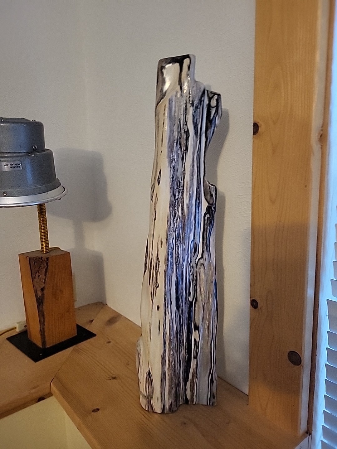 Polished Petrified Wood Fossil Wood Rare  Chocolate Calcite Freeform 18.5 inches