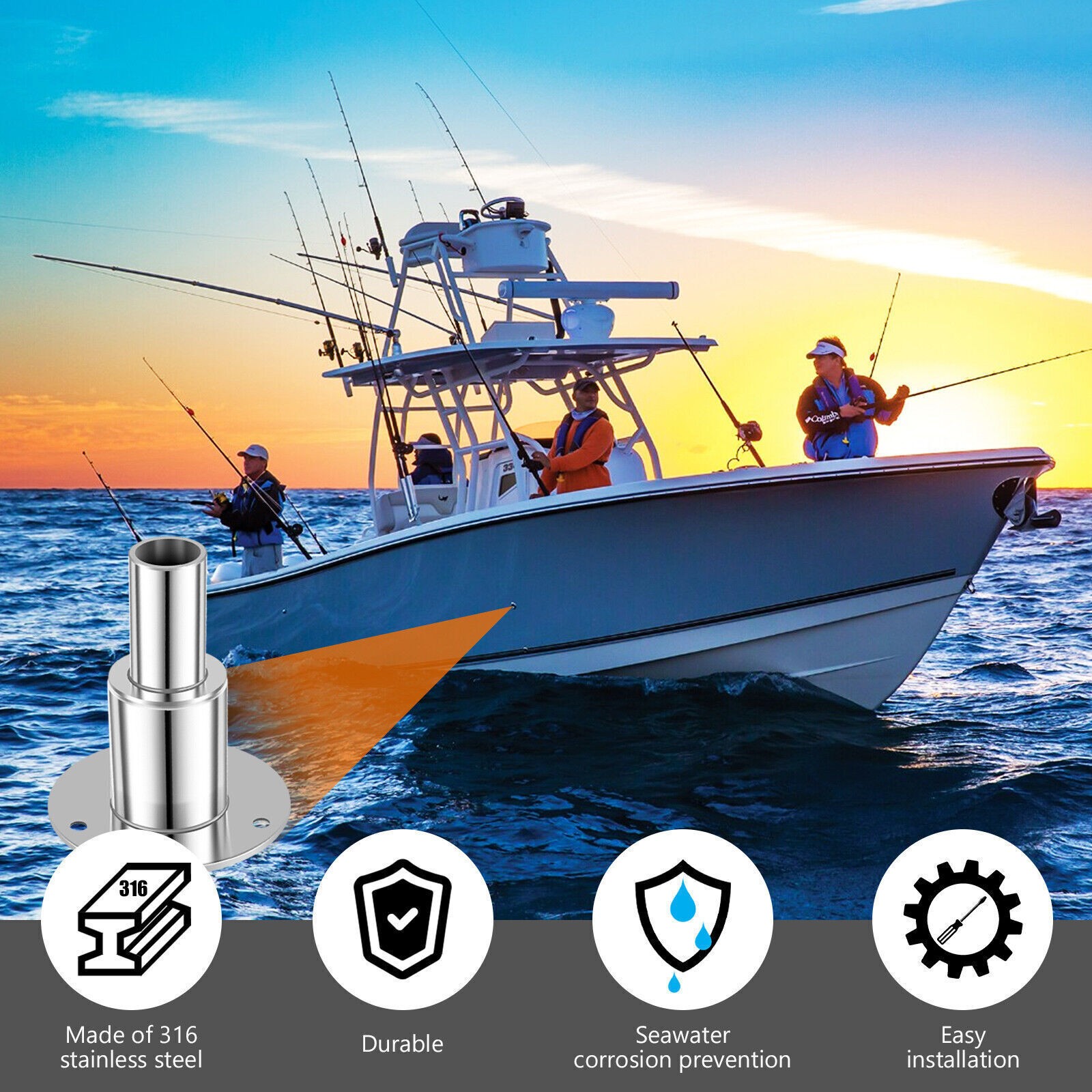 Thru Hull Exhaust Fitting, 24mm Stainless Steel 316, for Diesel Parking Heaters