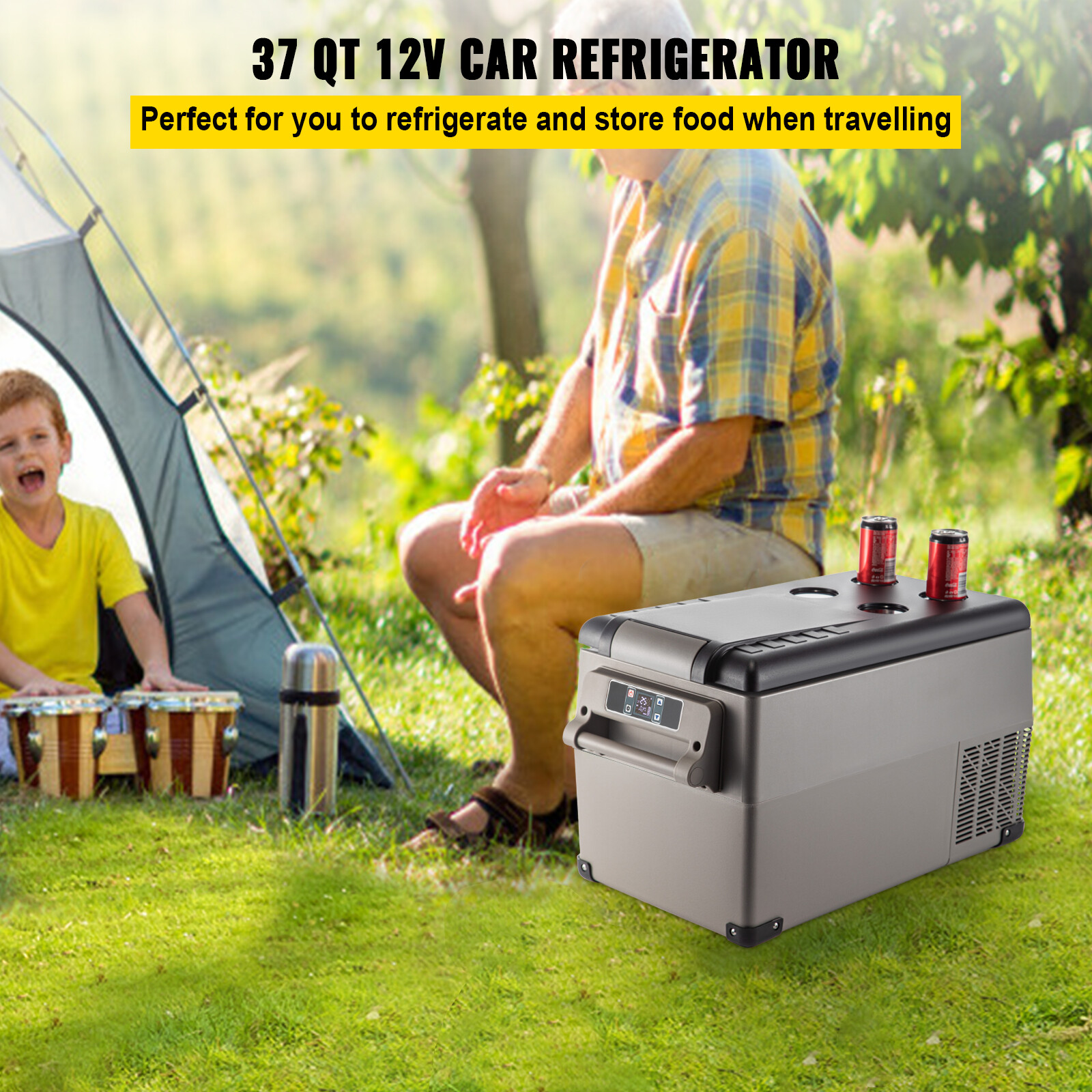 VEVOR Car Refrigerator Portable Freezer 35L Camping Refrigerator Outdoor 12V