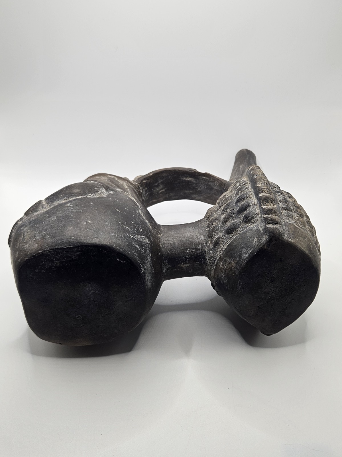 Peruvian Blackware Pottery Vessel Chimú Style Pre Columbian Seated Figure