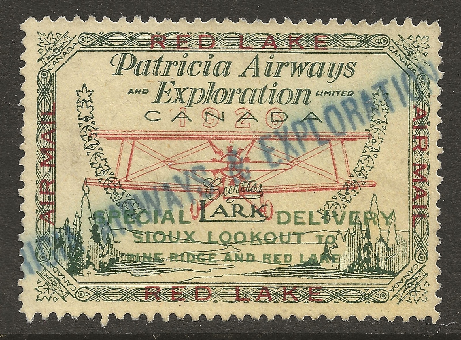 PATRICIA AIRWAYS CL13 - 1926 CANADA AIR POST Semi-Official