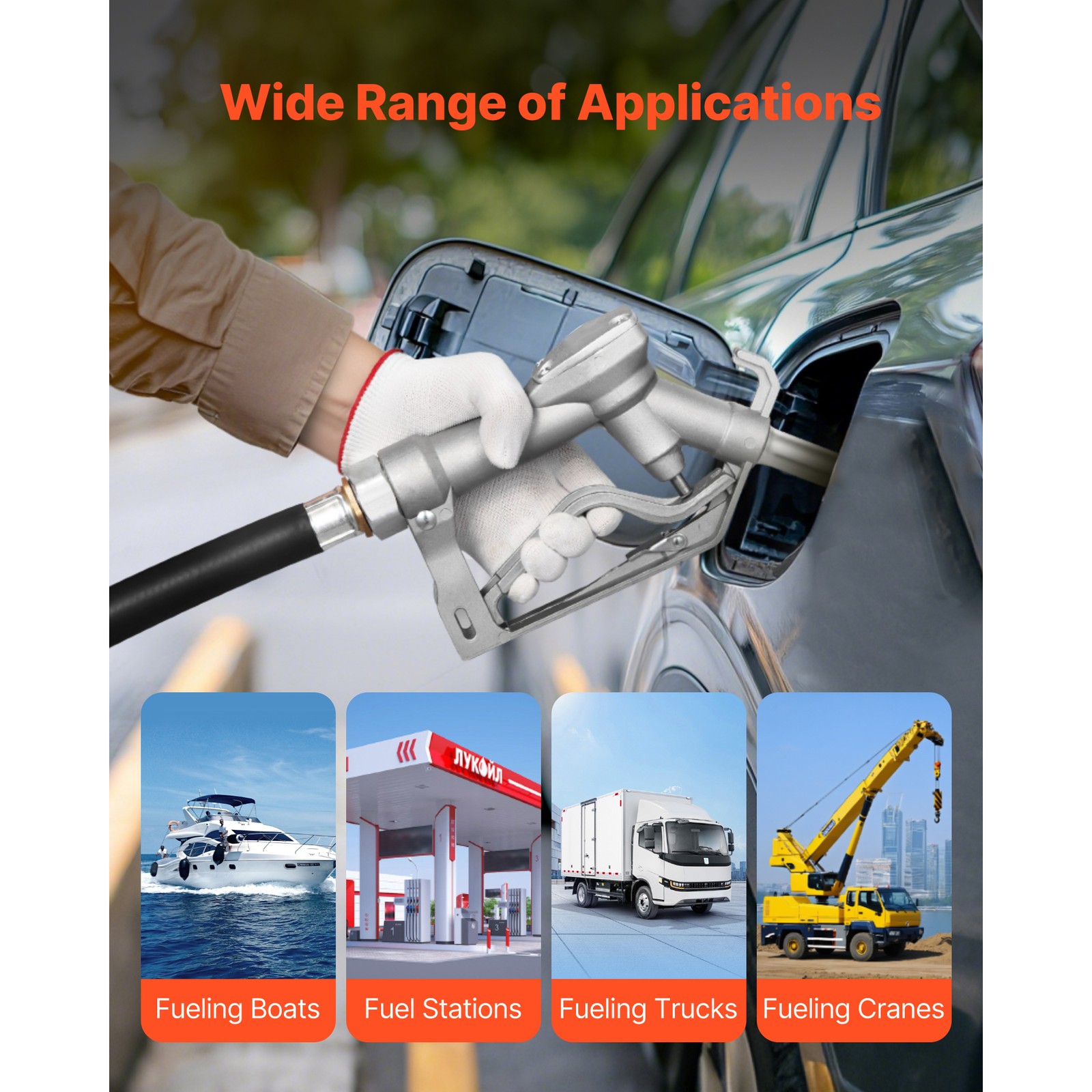 Uimoso 3/4 in NPT Automatic Fuel Nozzle with 0.78 in Spout and 10 ft Hose