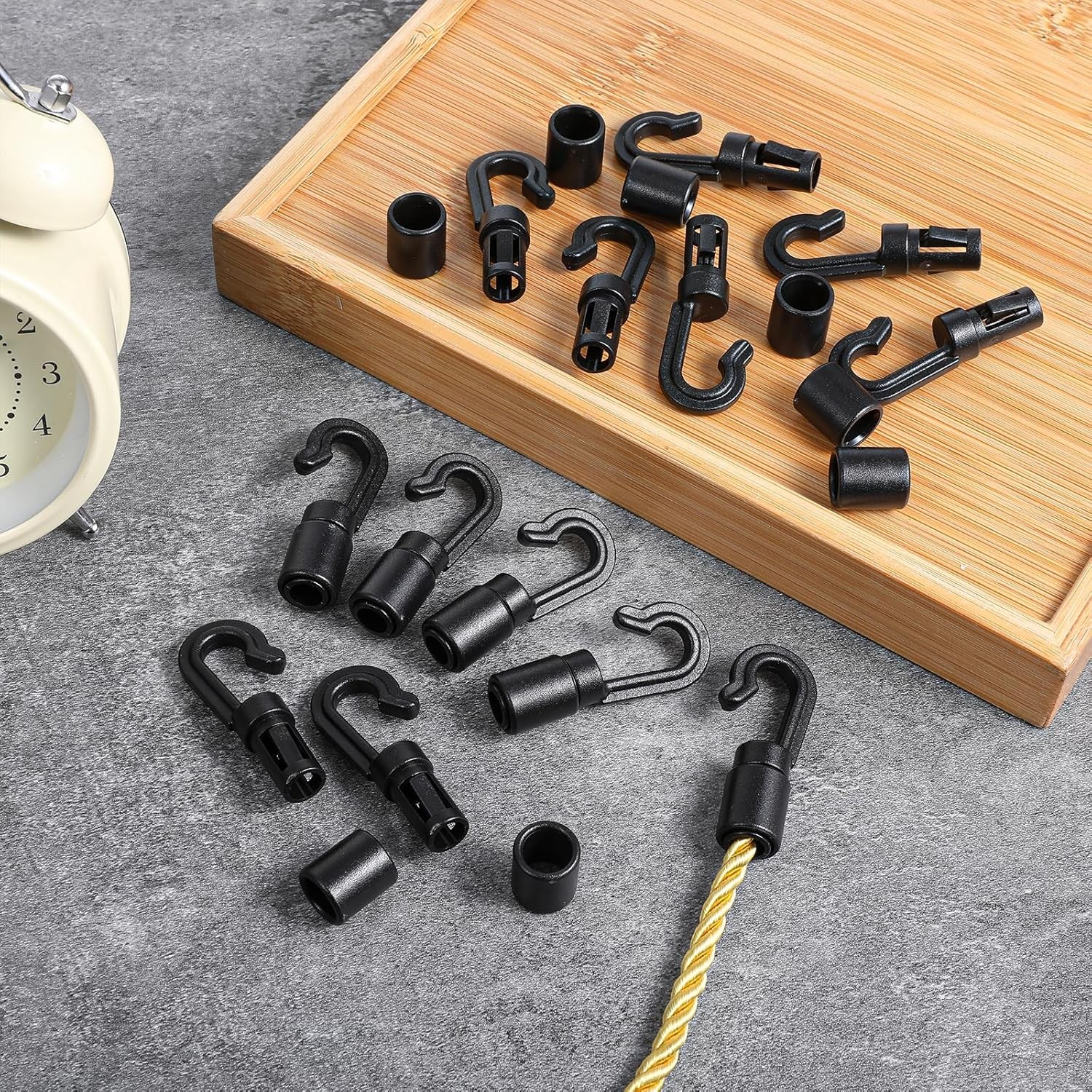 20 Pcs Bungee Cord Hooks, Shock Cord Hooks for 1/4" and 3/16" Rope Terminal Ends