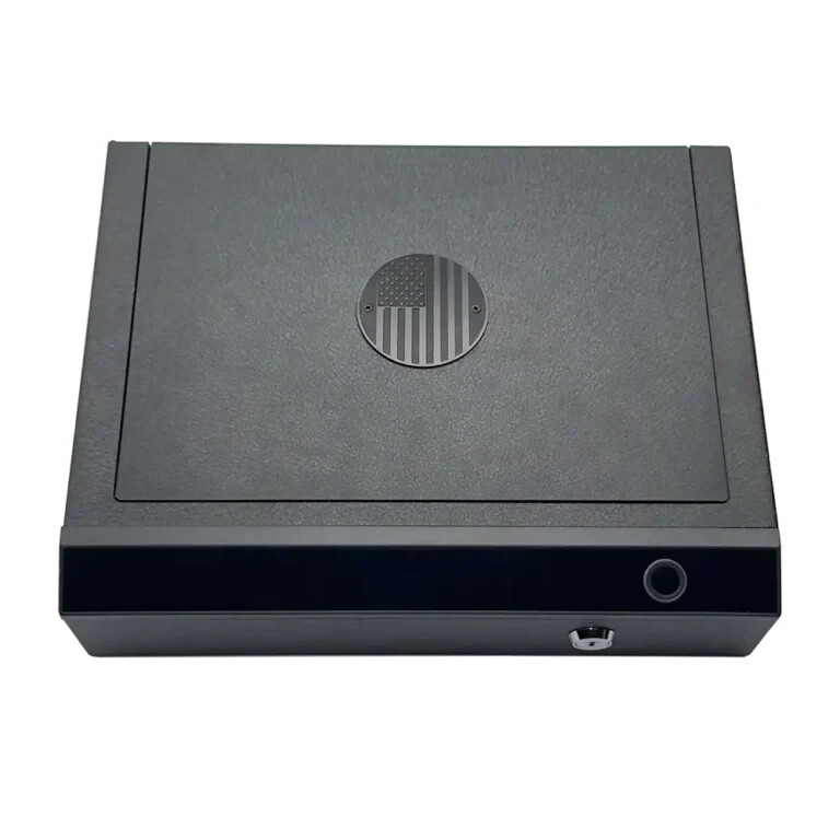 Roscoe Box Gun Safe Manual Key, Pin Keypad, Fingerprint, LED (Don't Tread On Me)