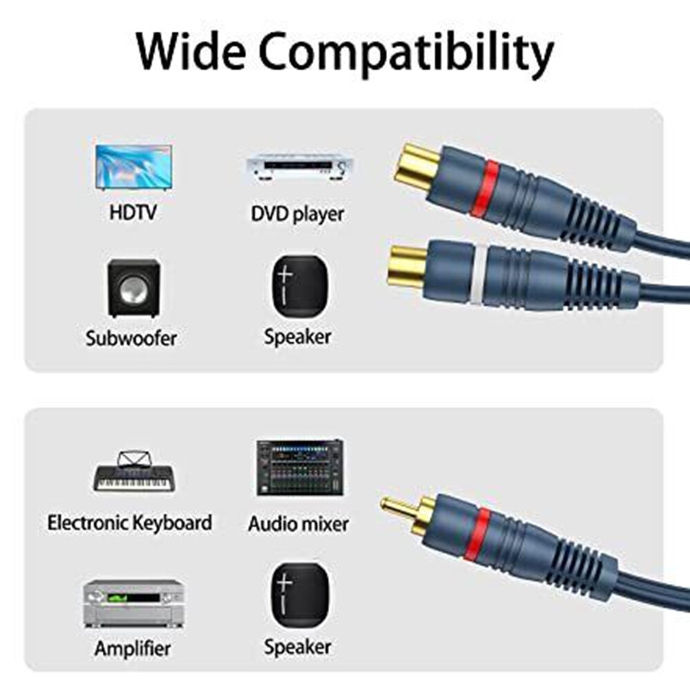 RCA 1 Female to 2 Male RCA 1 Male to 2 Female Audio Y-Converter Splitter Adapter