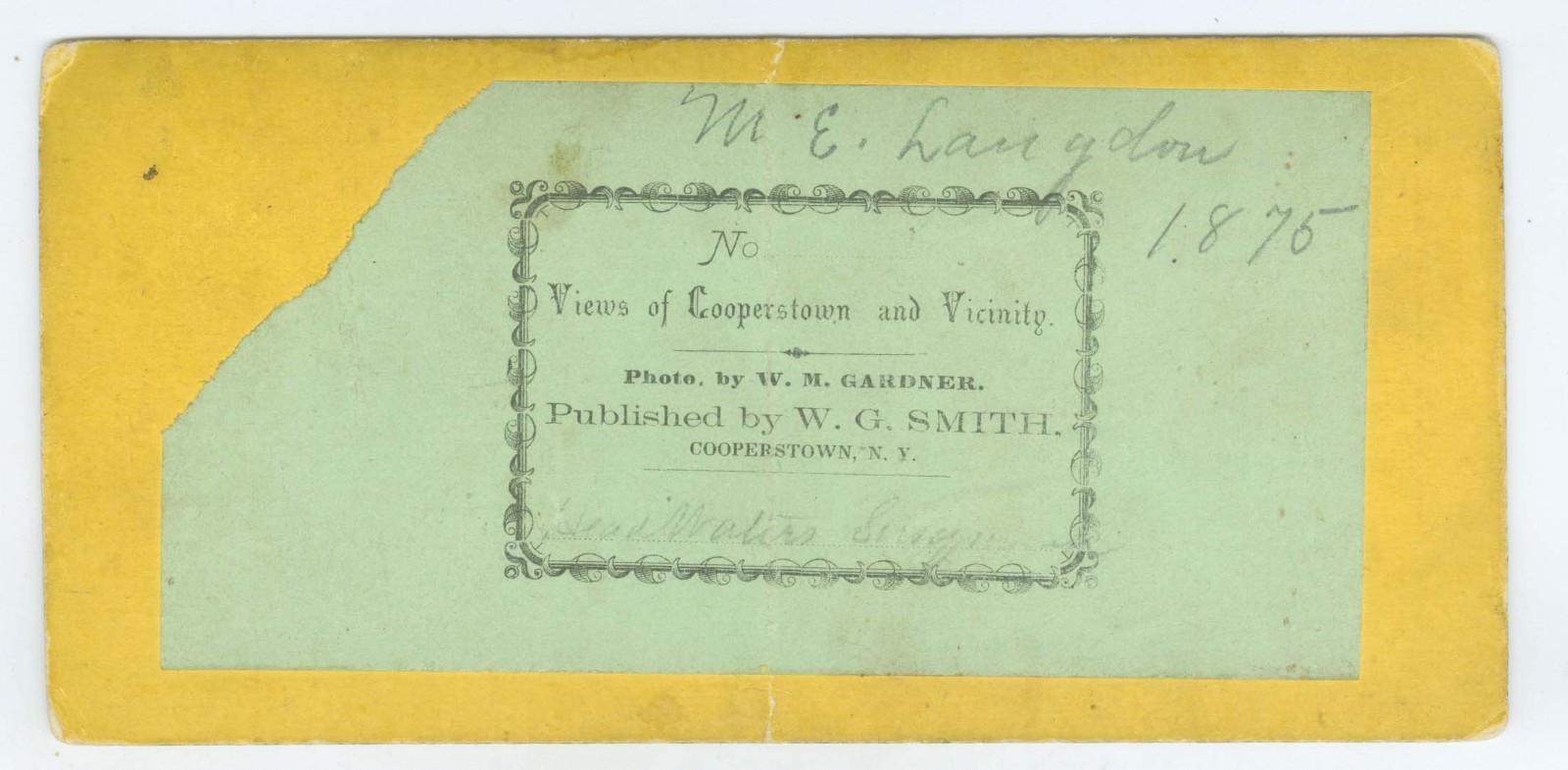 G2169~ NEW YORK – Susquehanna Headwaters Cooperstown Stereoview – WG Smith