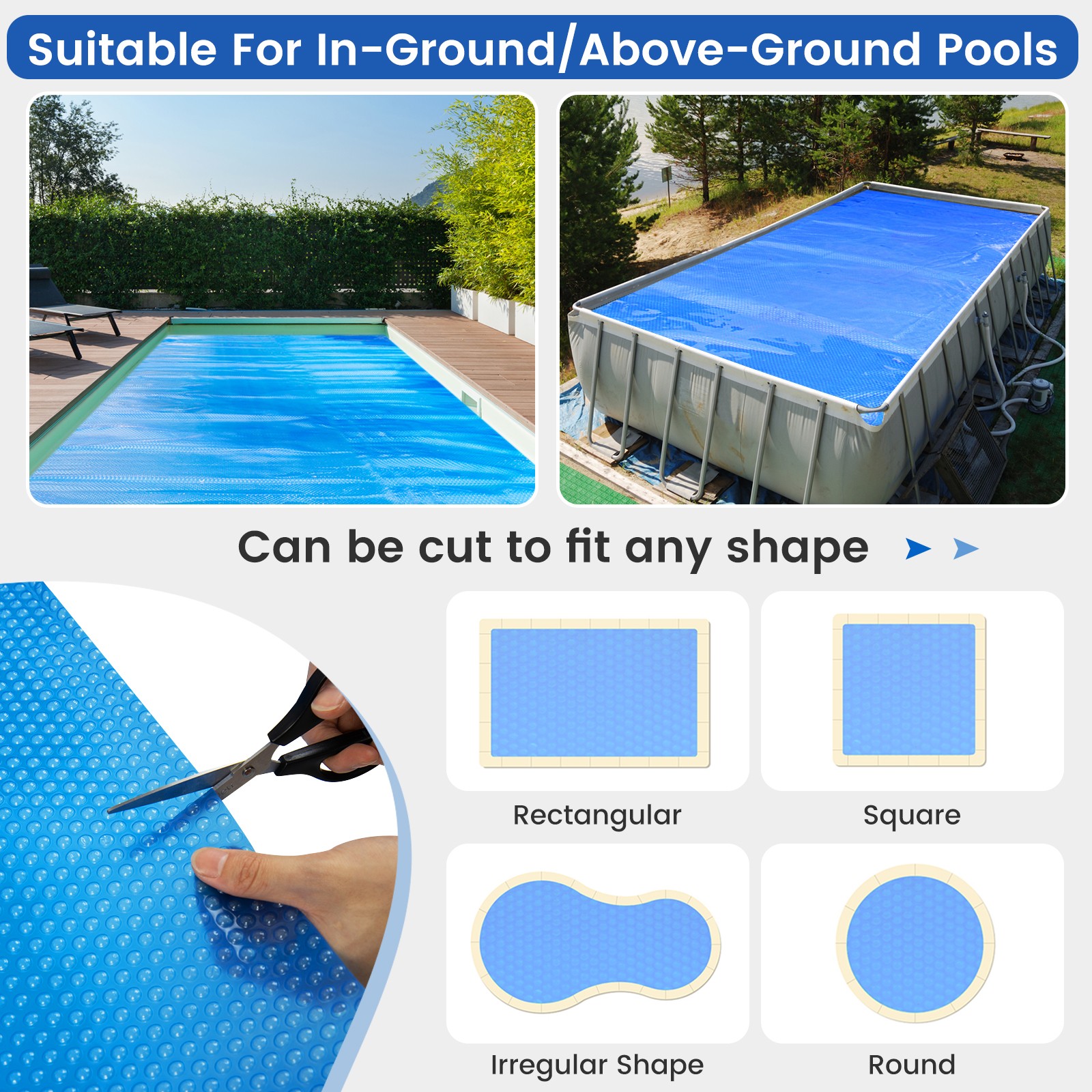 18x36 ft Rectangular Pool Solar Cover 12 Mil Heat Retaining Blanket w/Carry Bag